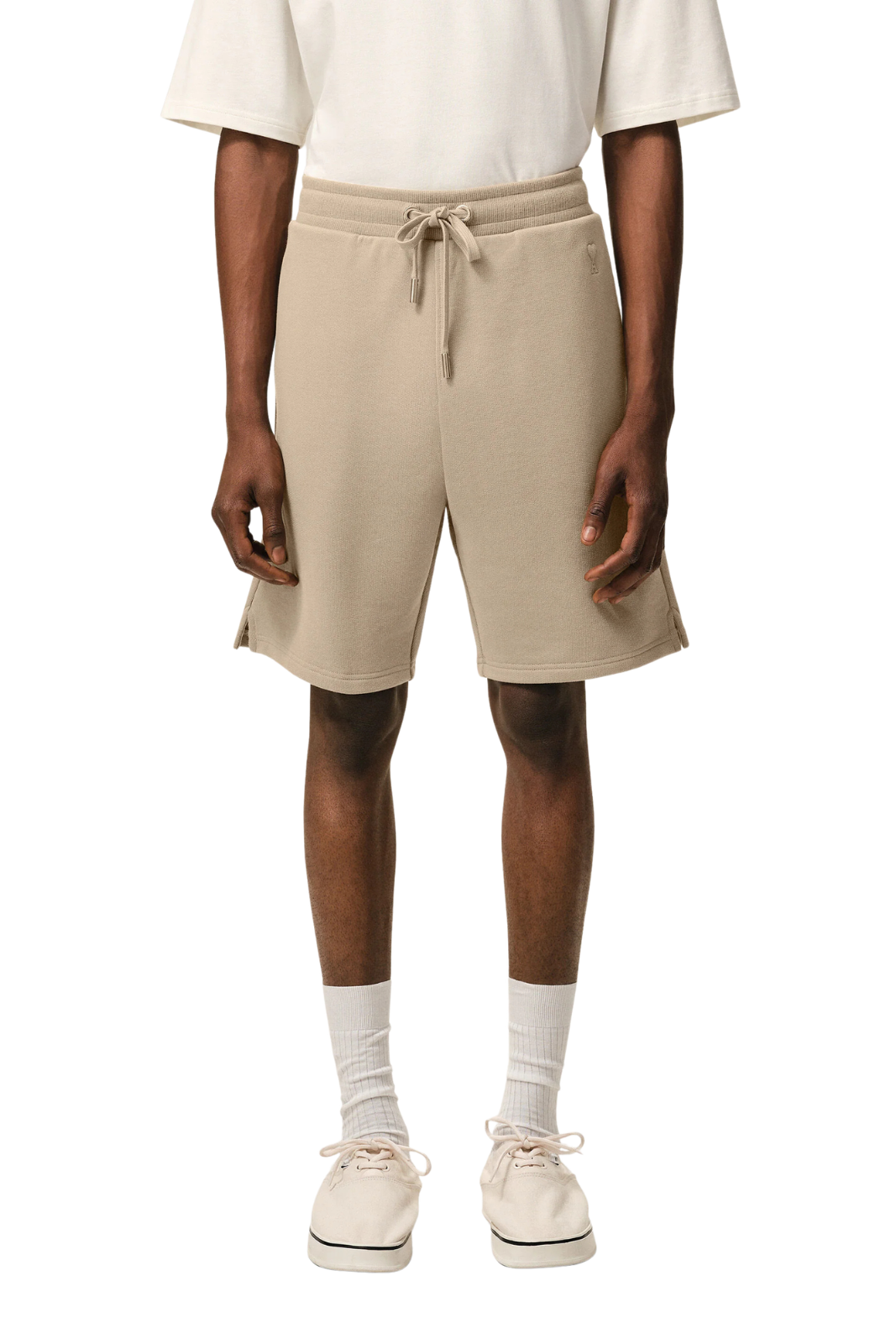 Ami Paris Beige Cotton Ami De Coeur Short