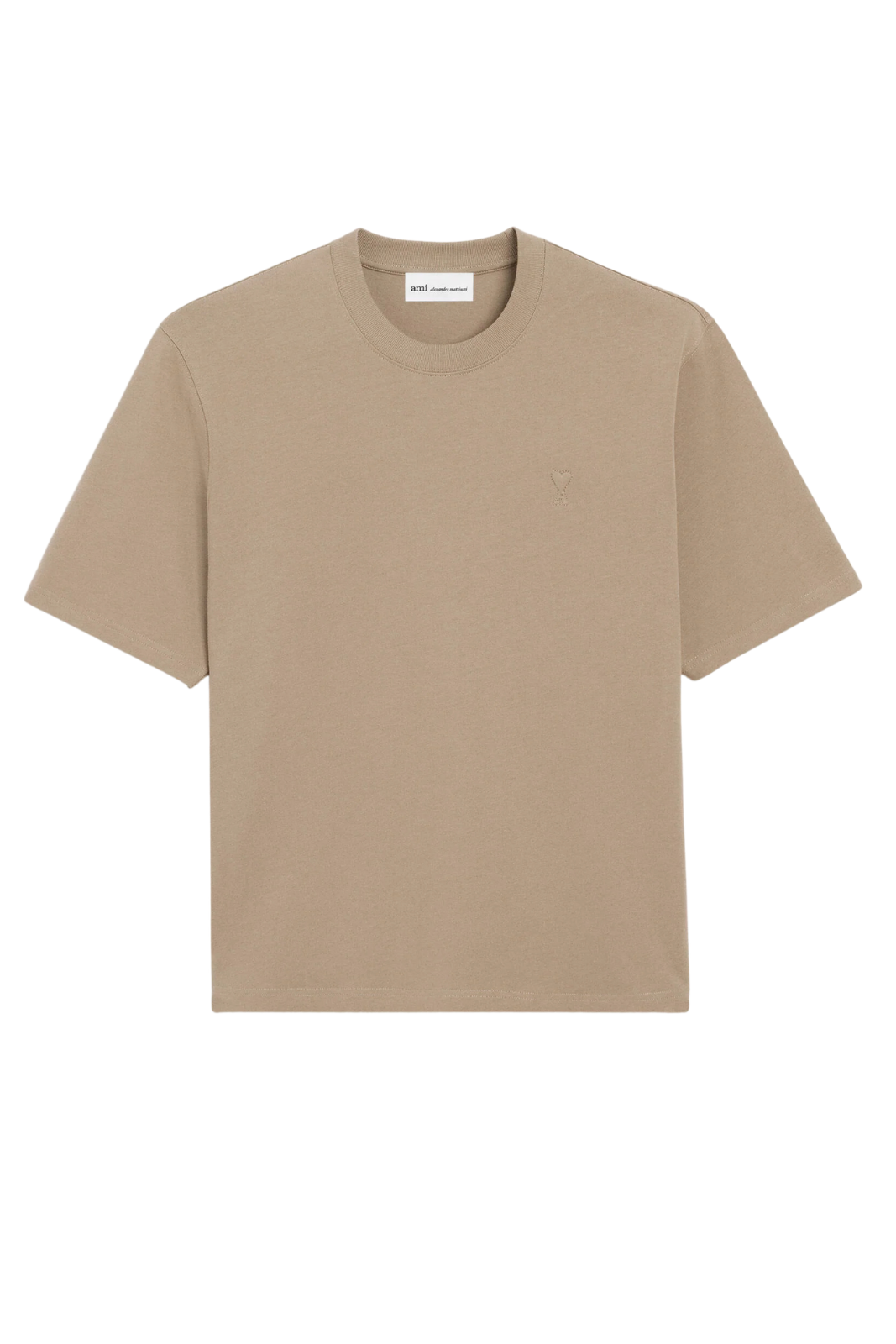 Ami Paris Beige Cotton Embossed Ami De Coeur T-shirt