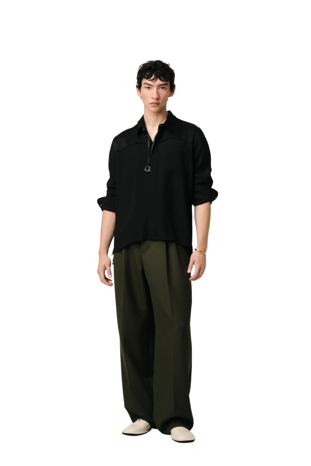 Ami Paris Black Contrasted Top Long Sleeve Shirt for men