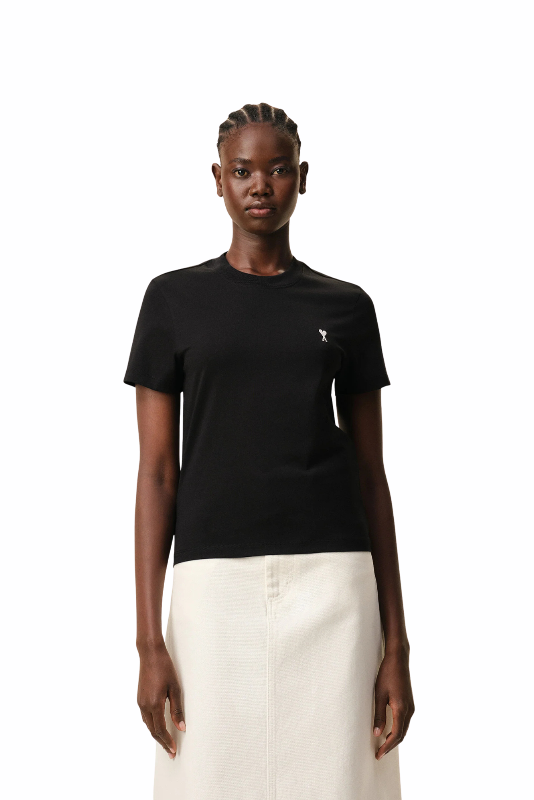 Ami Paris Black Cotton Ami De Coeur Cropped Women T-shirt