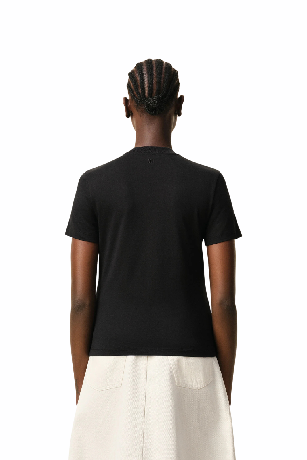 Ami Paris Black Cotton Ami De Coeur Cropped Women T-shirt