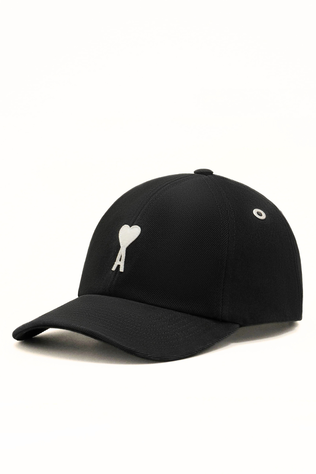 Ami Paris Black Cotton Ami De Coeur Felt Patch Cap Black
