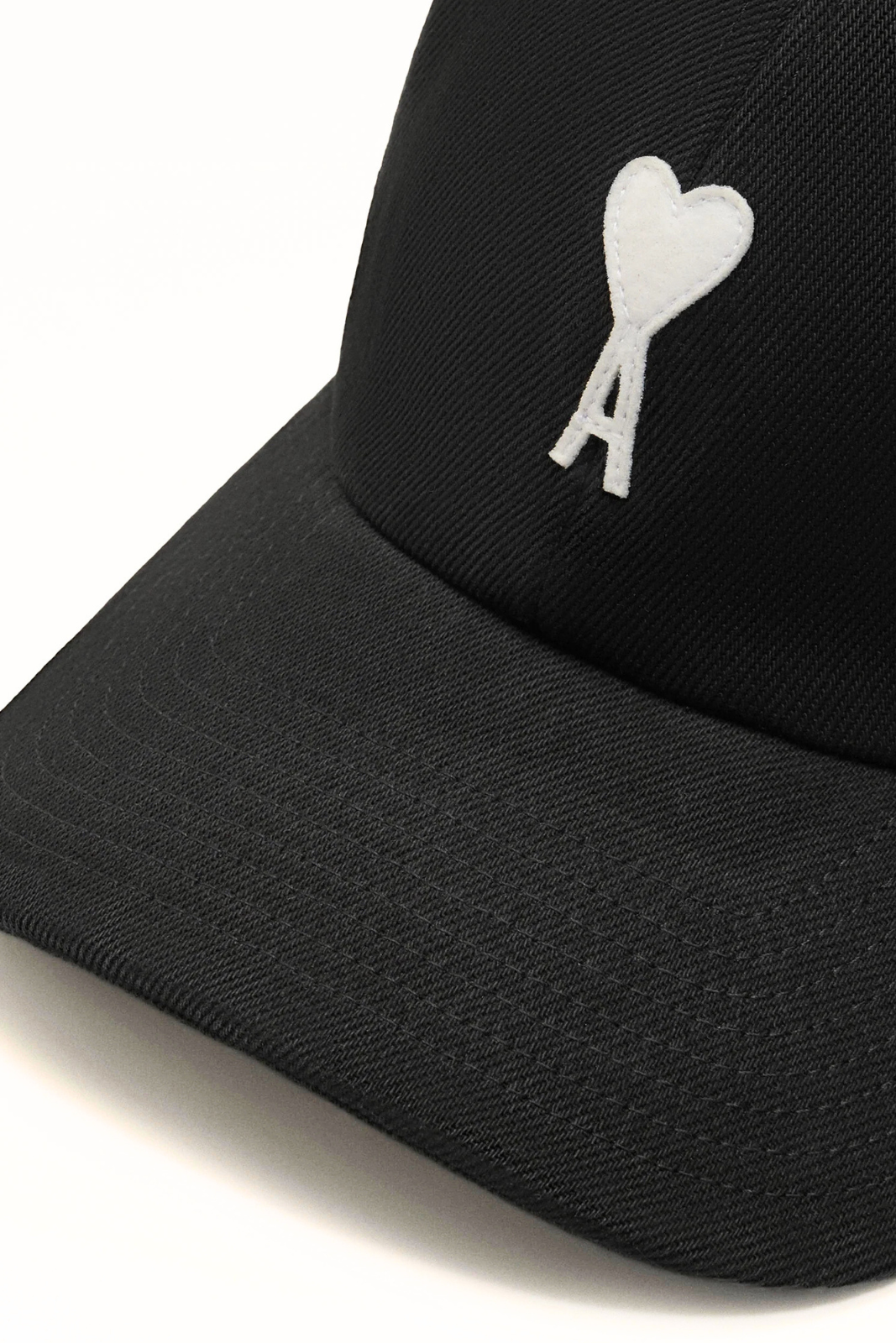 Ami Paris Black Cotton Ami De Coeur Felt Patch Cap Black