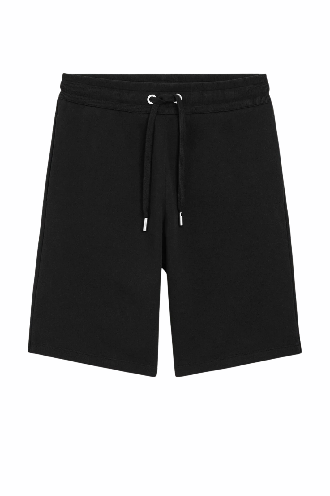 Ami Paris Black Cotton Ami De Coeur Short in a light loopback cotton fleece