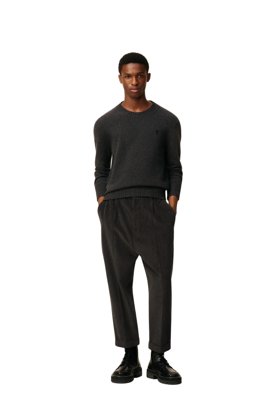 Ami Paris Black Cotton Carrot Oversized Trousers