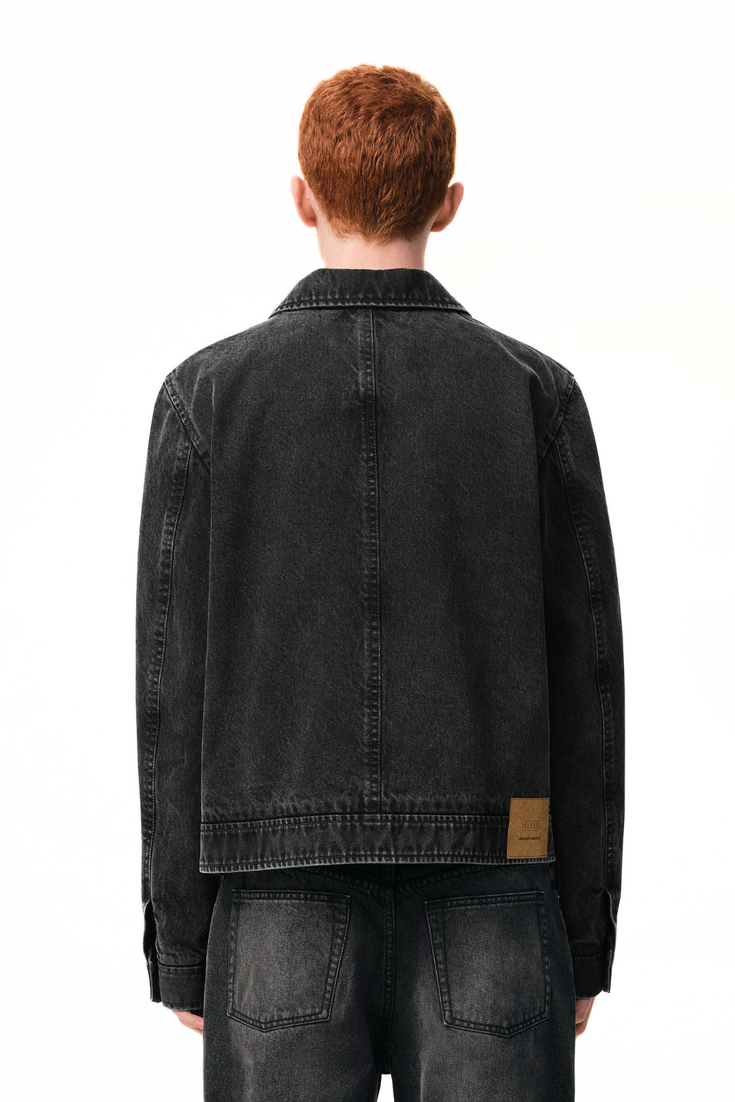 Ami Paris Black Cotton Tonal Ami De Coeur Zipped Jacket