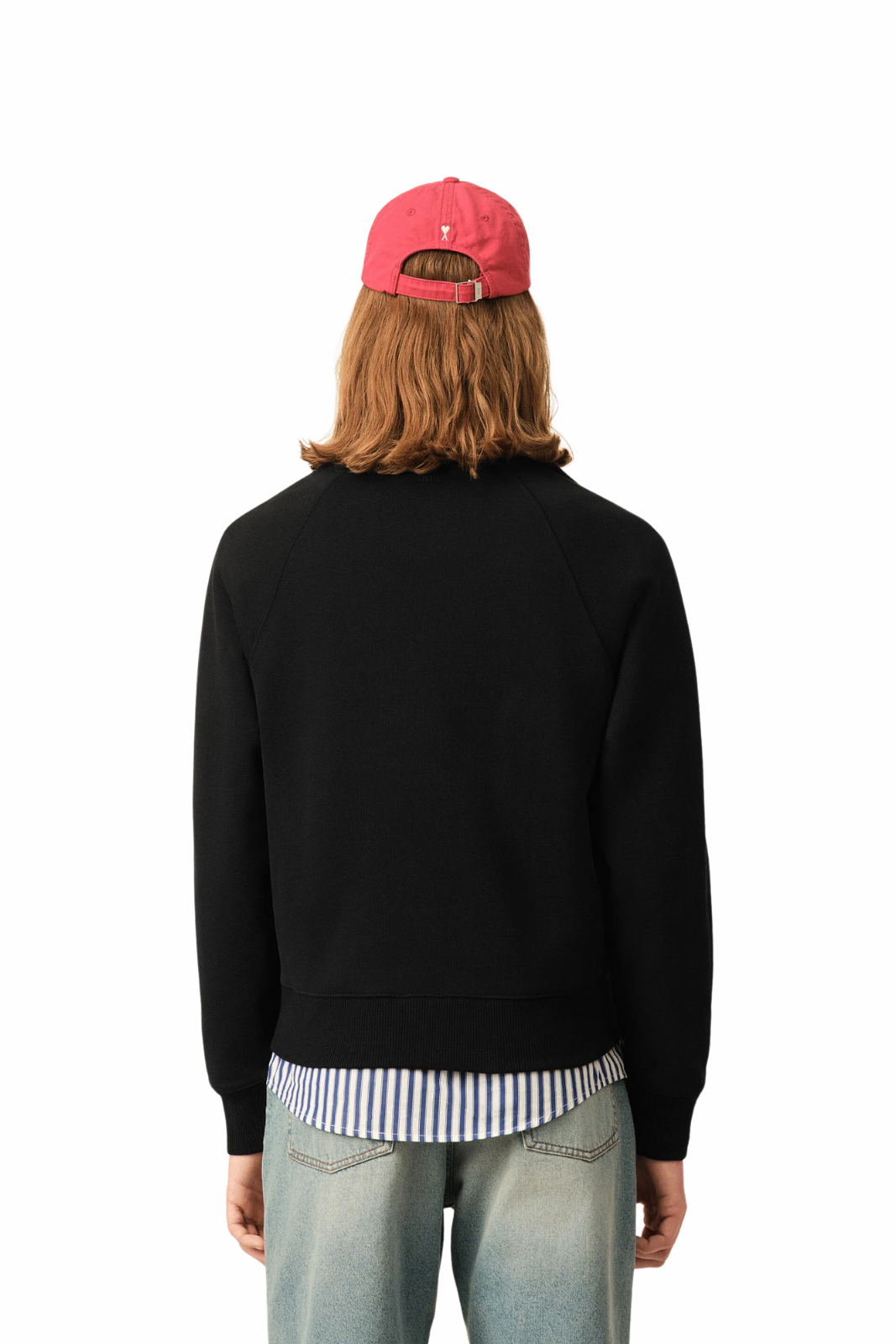 Ami Paris Black Cotton Zipped Sweatshirt with Embossed Ami de Coeur
