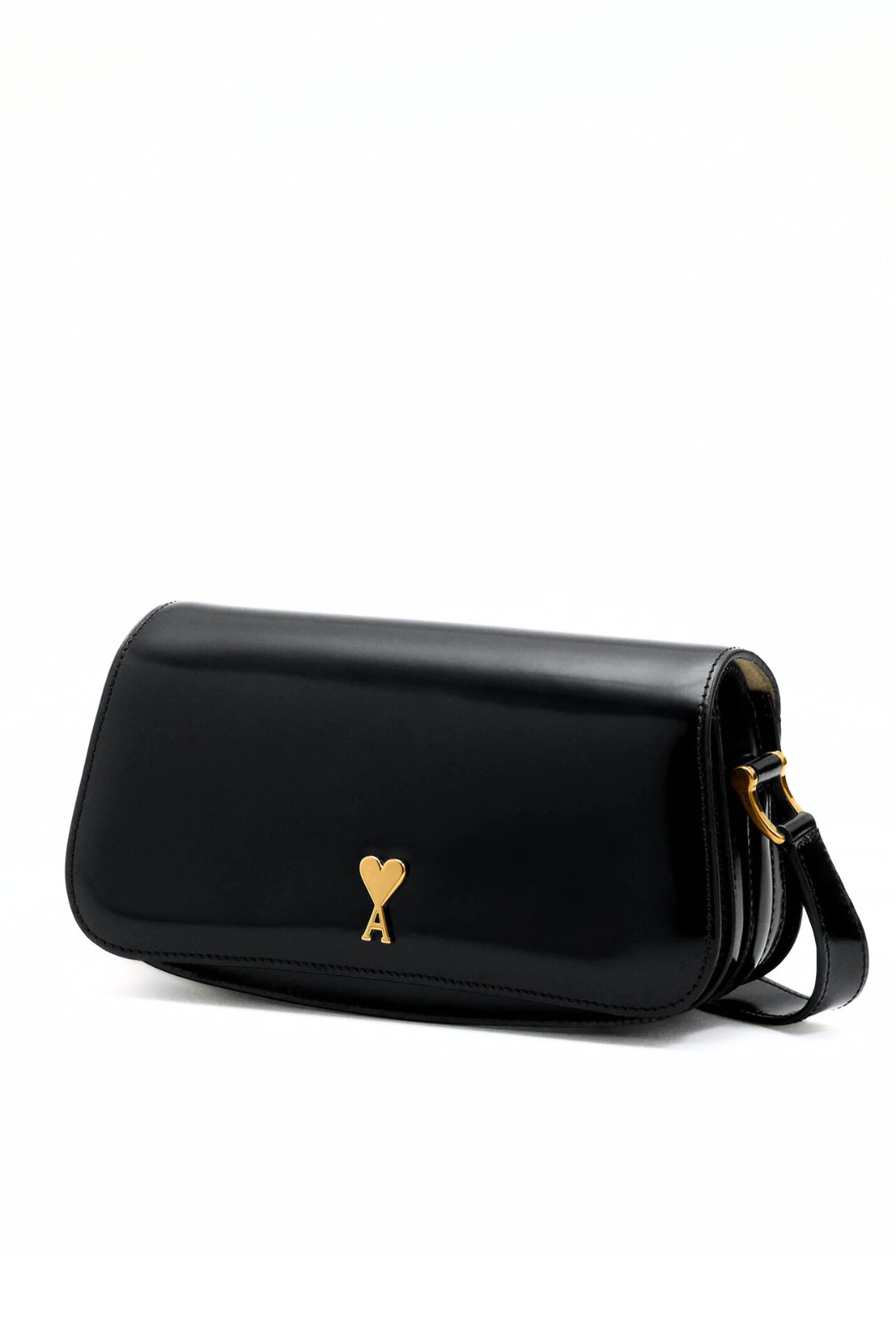 Ami Paris Black Cow Leather Shoulder Paris Bag