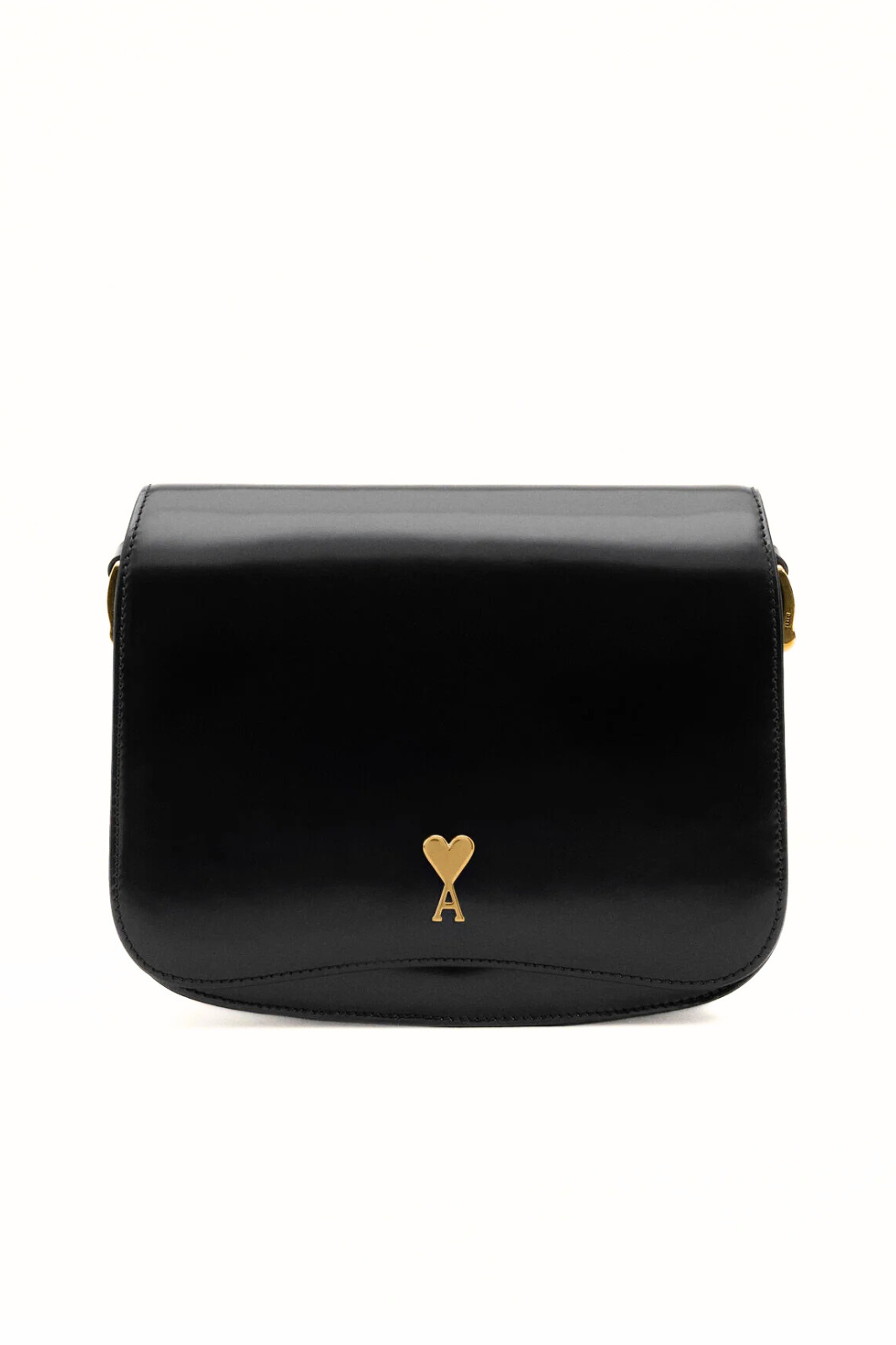 Ami Paris Black Glazed Leather Paris Paris Bag
