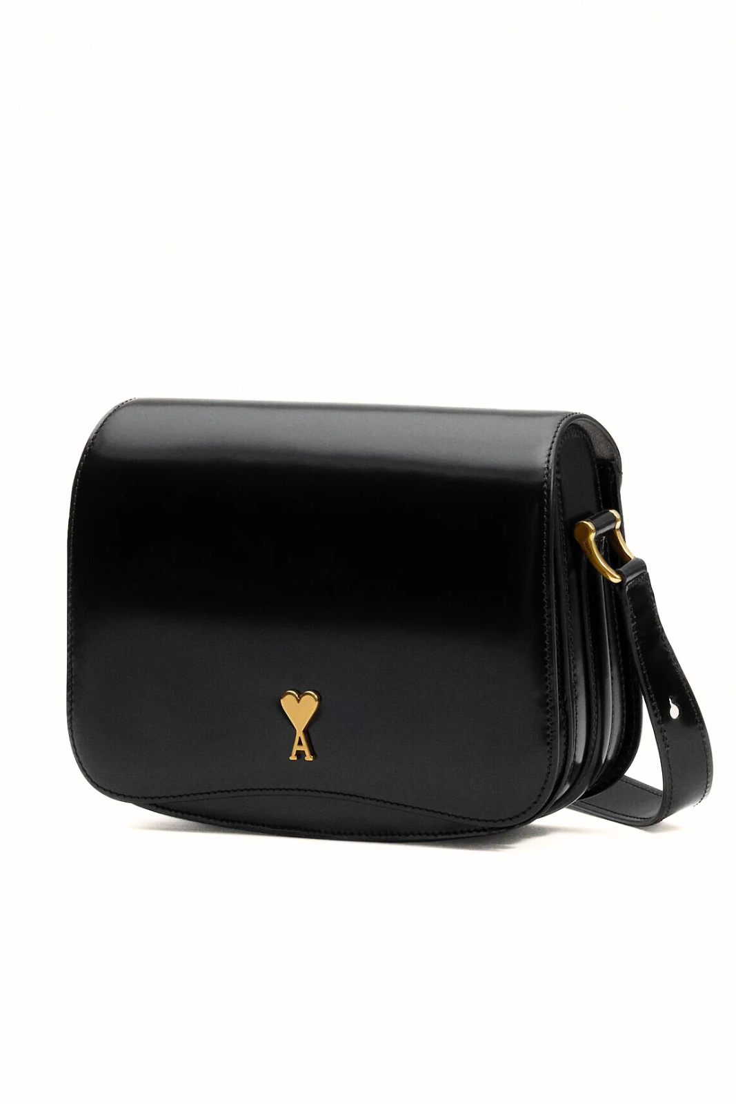 Ami Paris Black Glazed Leather Paris Paris Bag