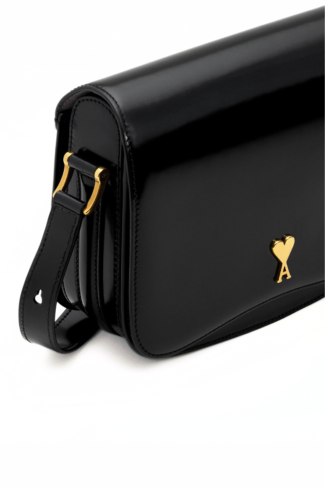 Ami Paris Black Glazed Leather Paris Paris Bag