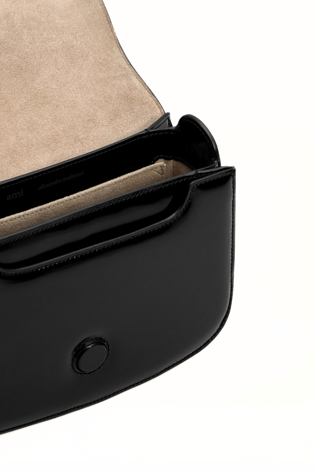 Ami Paris Black Glazed Leather Paris Paris Bag