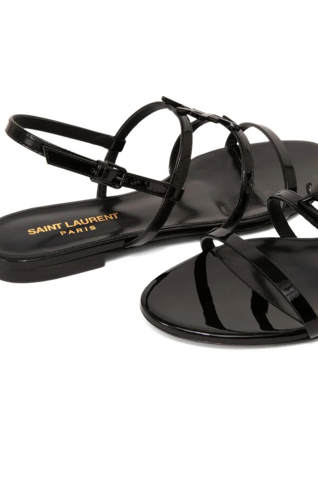 Saint Laurent Black Cassandra Flat Sandals