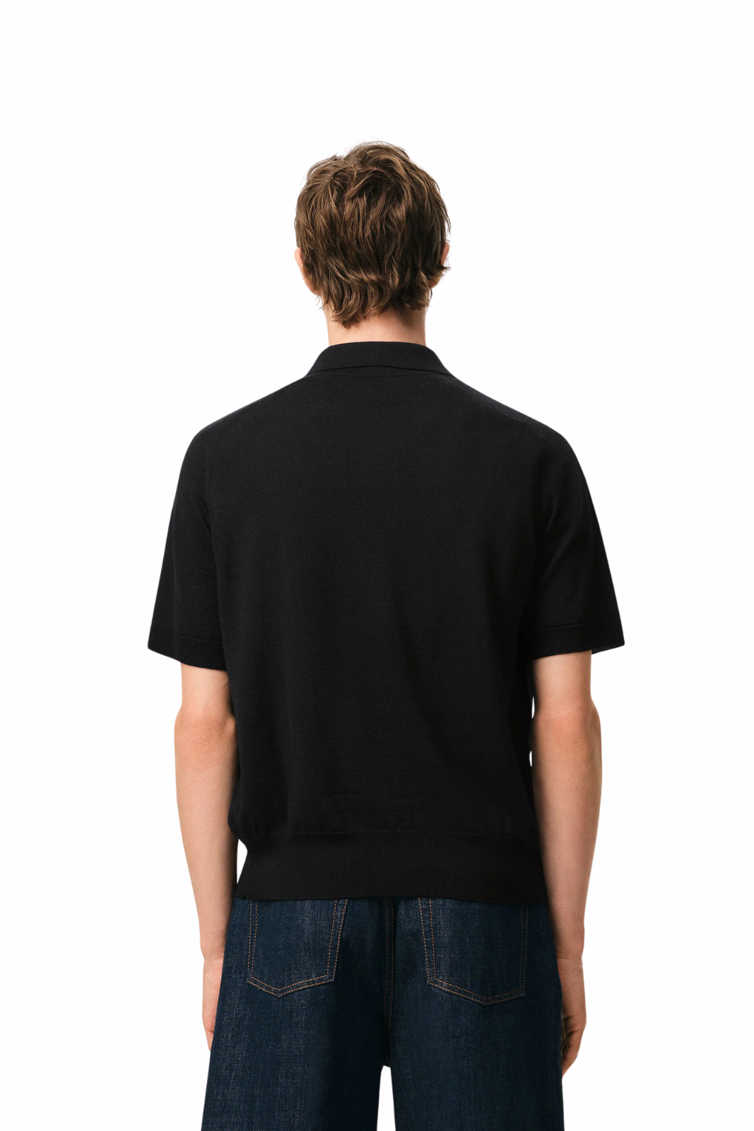Ami Paris Black Wool Short Sleeves Ami De Coeur Polo