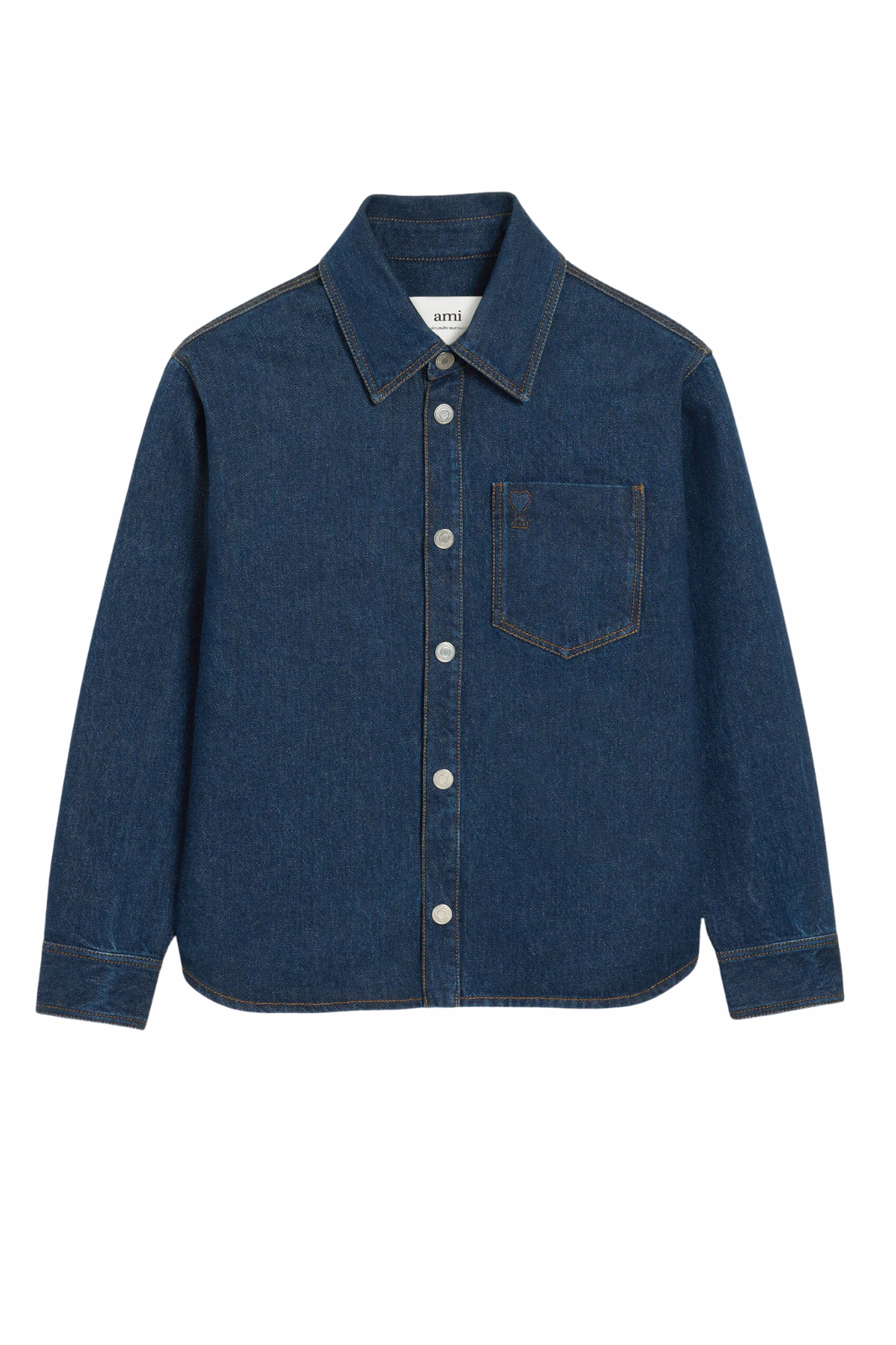 Ami Paris Blue Cotton Ami De Coeur Overshirt Denim