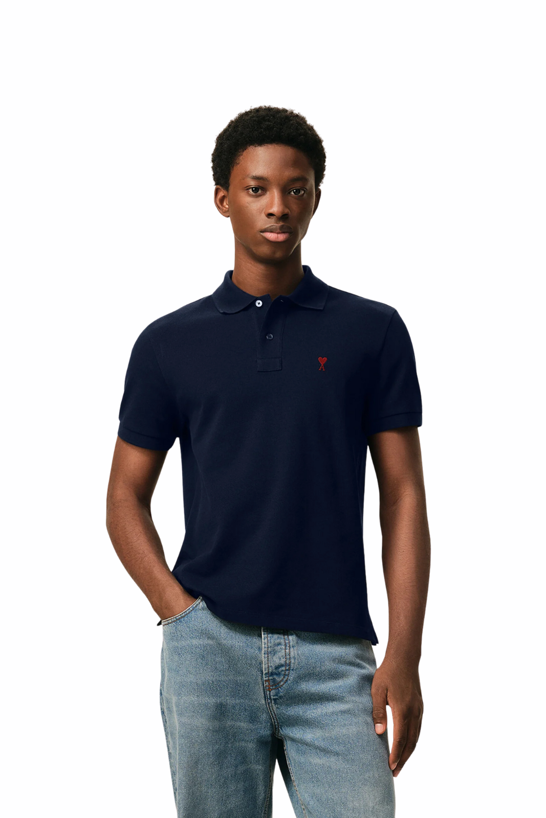 Ami Paris Navy Cotton Ami de Coeur Polo Shirt