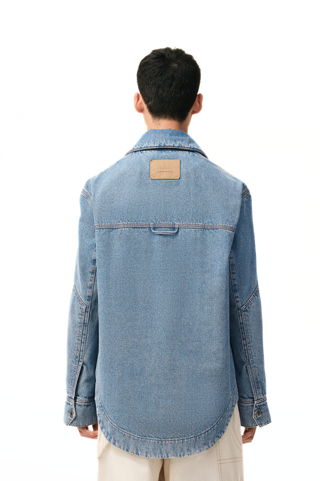 Ami Paris Blue Denim Cotton Ami De Coeur Worker Overshirt