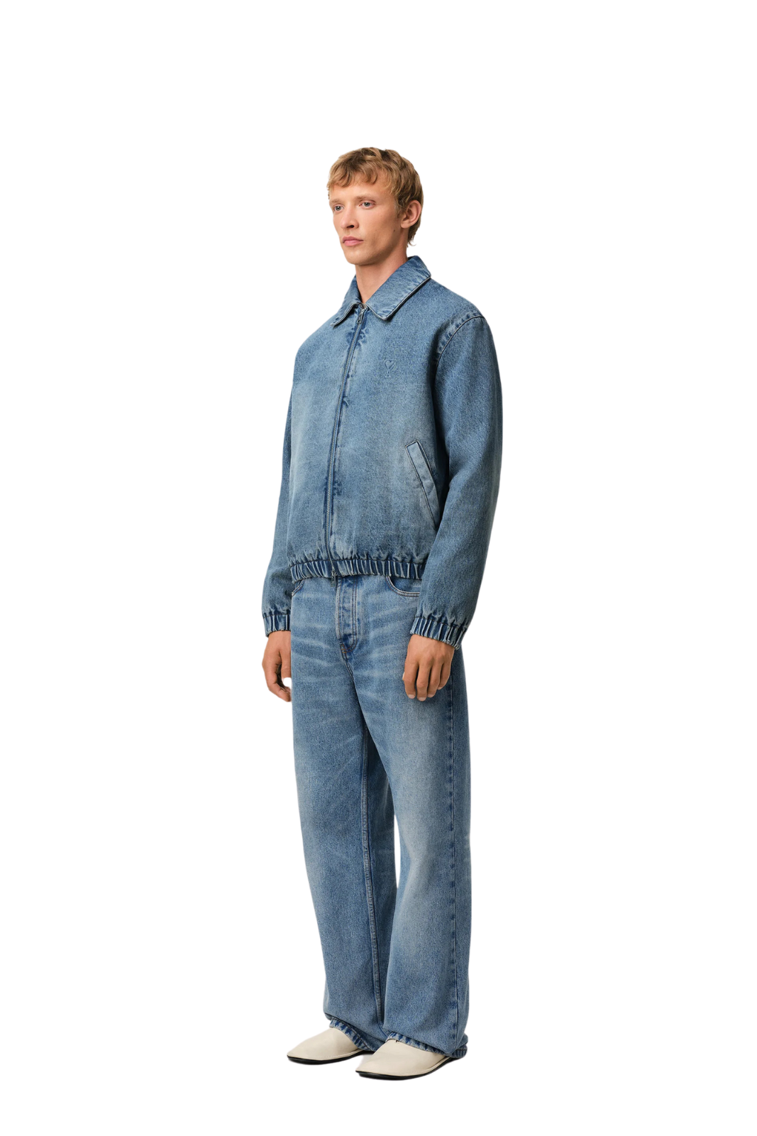 Ami Paris Blue Cotton Ami de Coeur Zipped Jacket