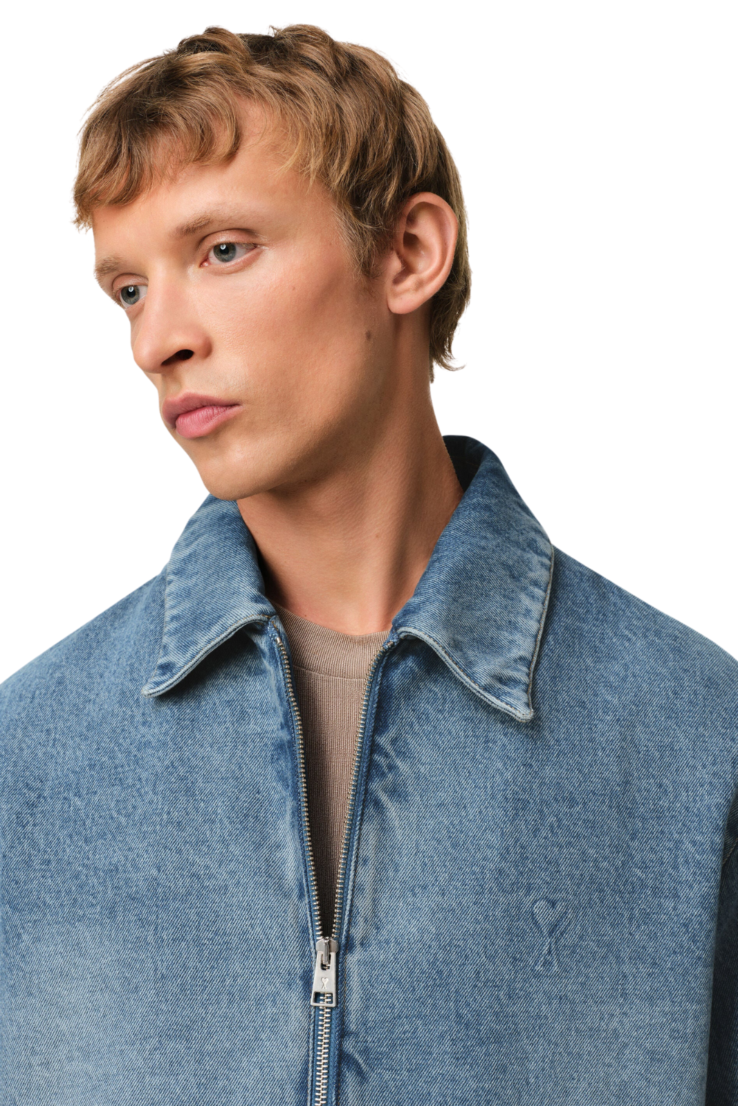 Ami Paris Blue Cotton Ami de Coeur Zipped Jacket