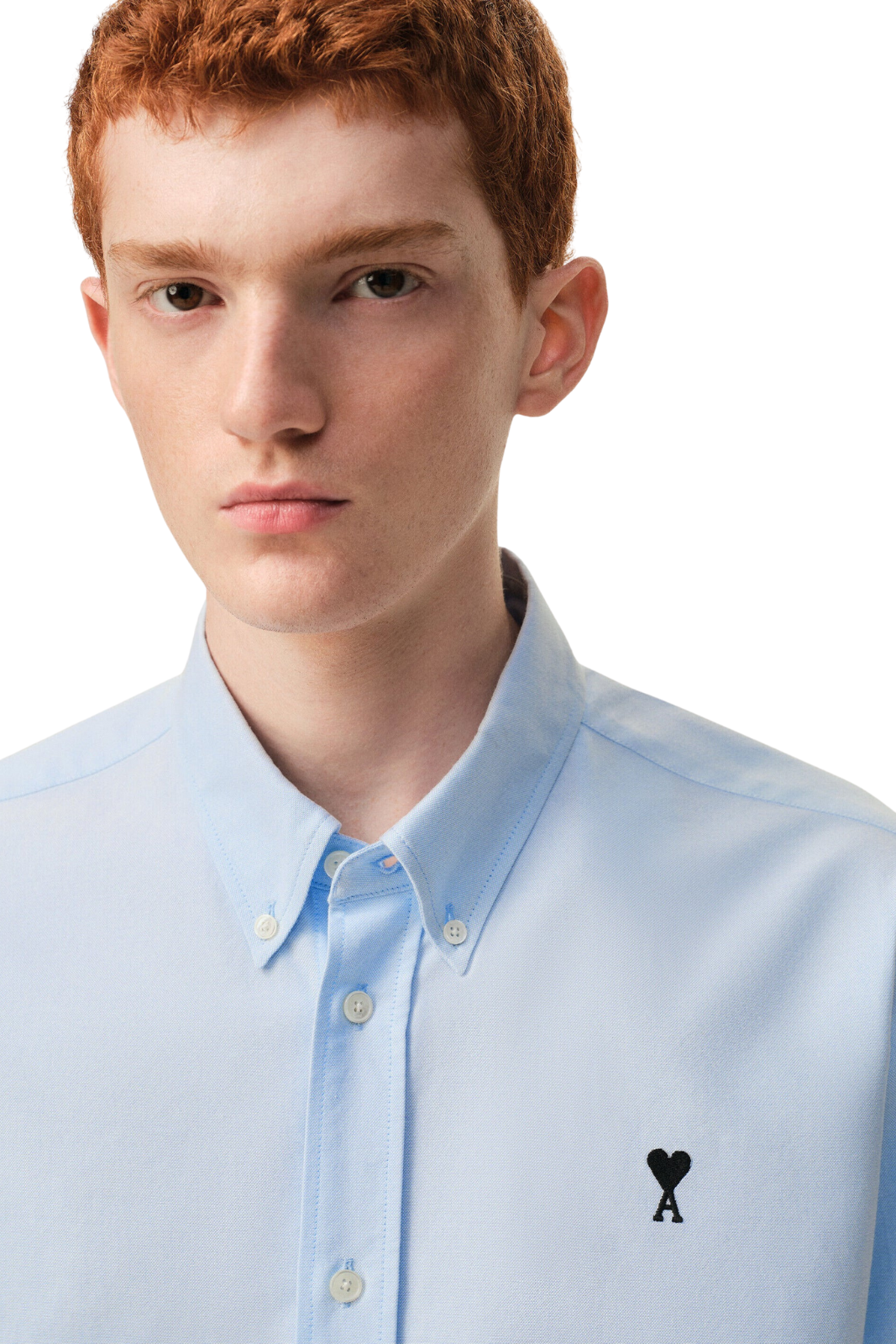 Ami Paris Blue Cotton Ami De Coeur Oxford Shirt