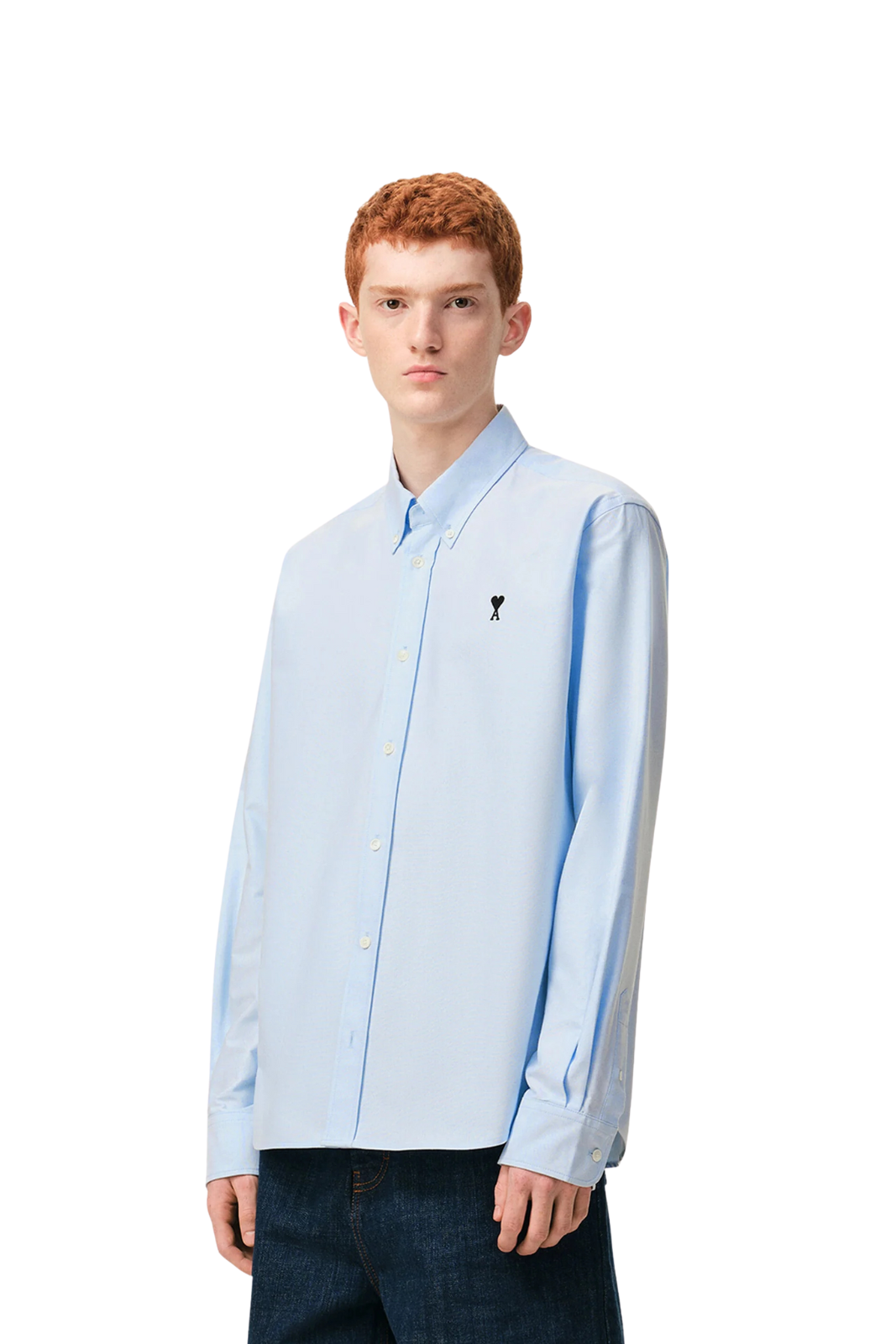 Ami Paris Blue Cotton Ami De Coeur Oxford Shirt