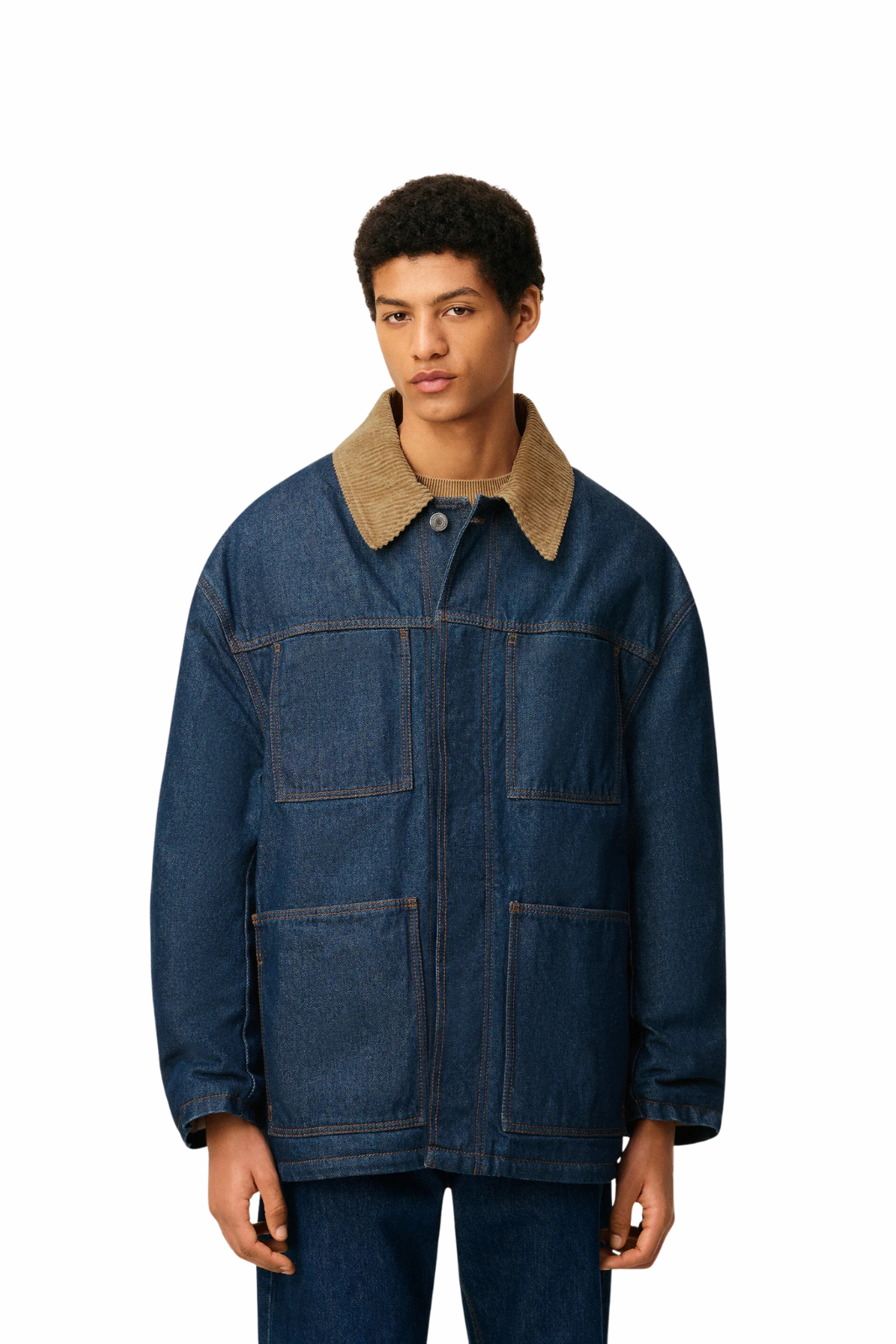Ami Paris Blue Cotton Padded Worker Jacket