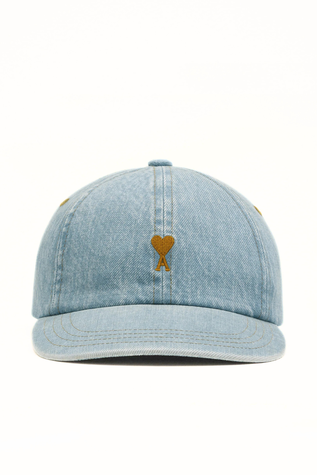 Ami Paris Light Blue denim cotton cap with Ami de Coeur