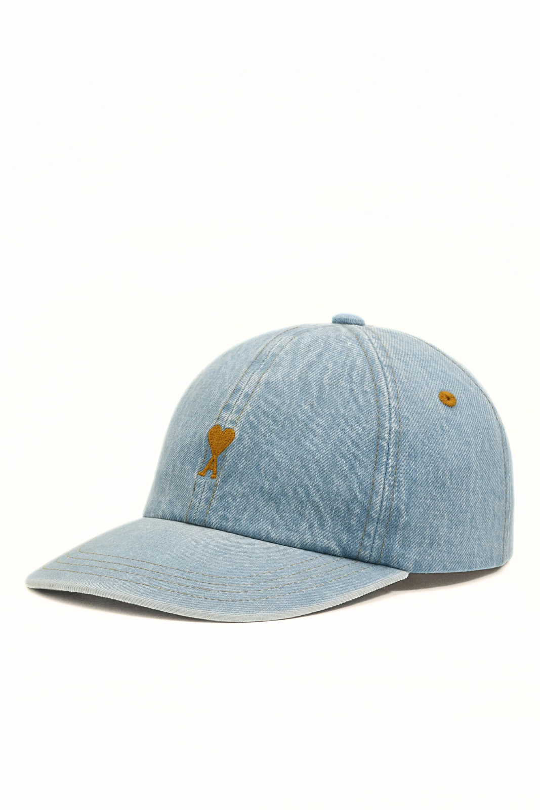 Ami Paris Light Blue denim cotton cap with Ami de Coeur