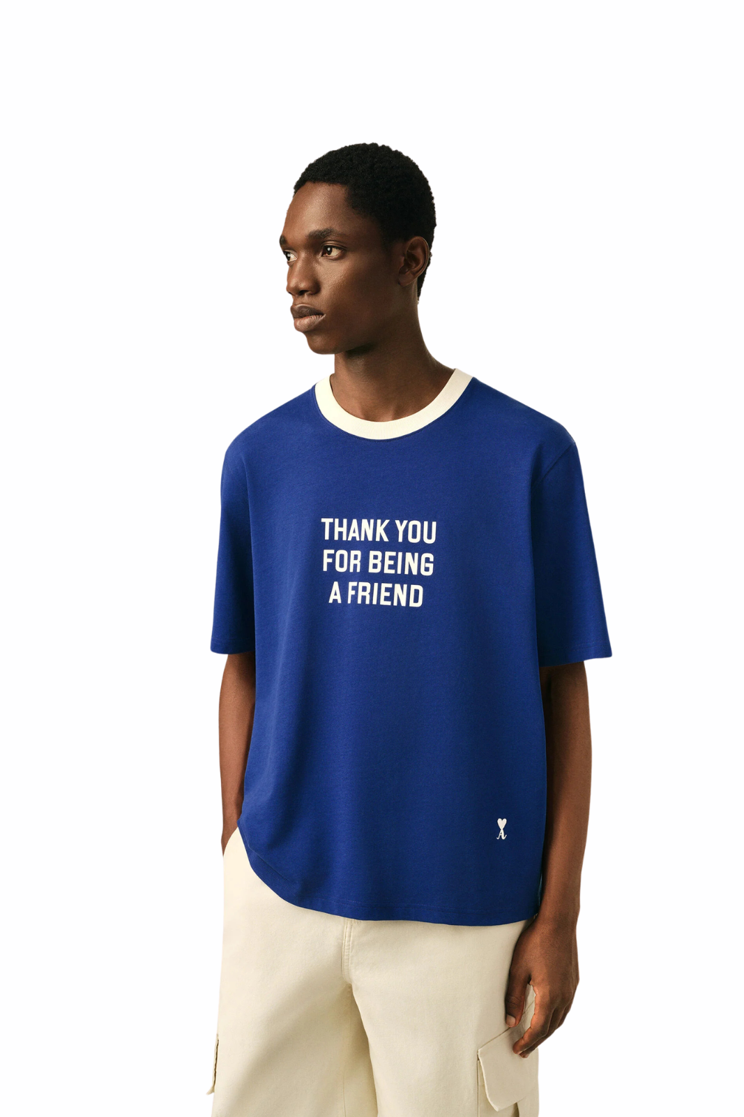 Ami Paris Blue printed cotton Thank you for being a friend t-shirt