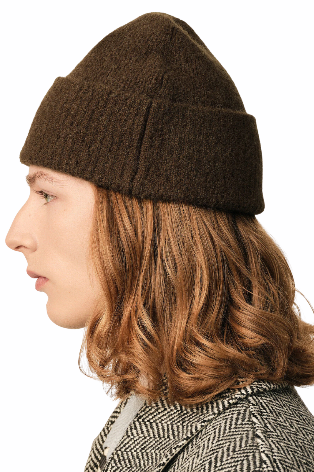 Ami Paris Brown alpaca beanie with Ami de Coeur