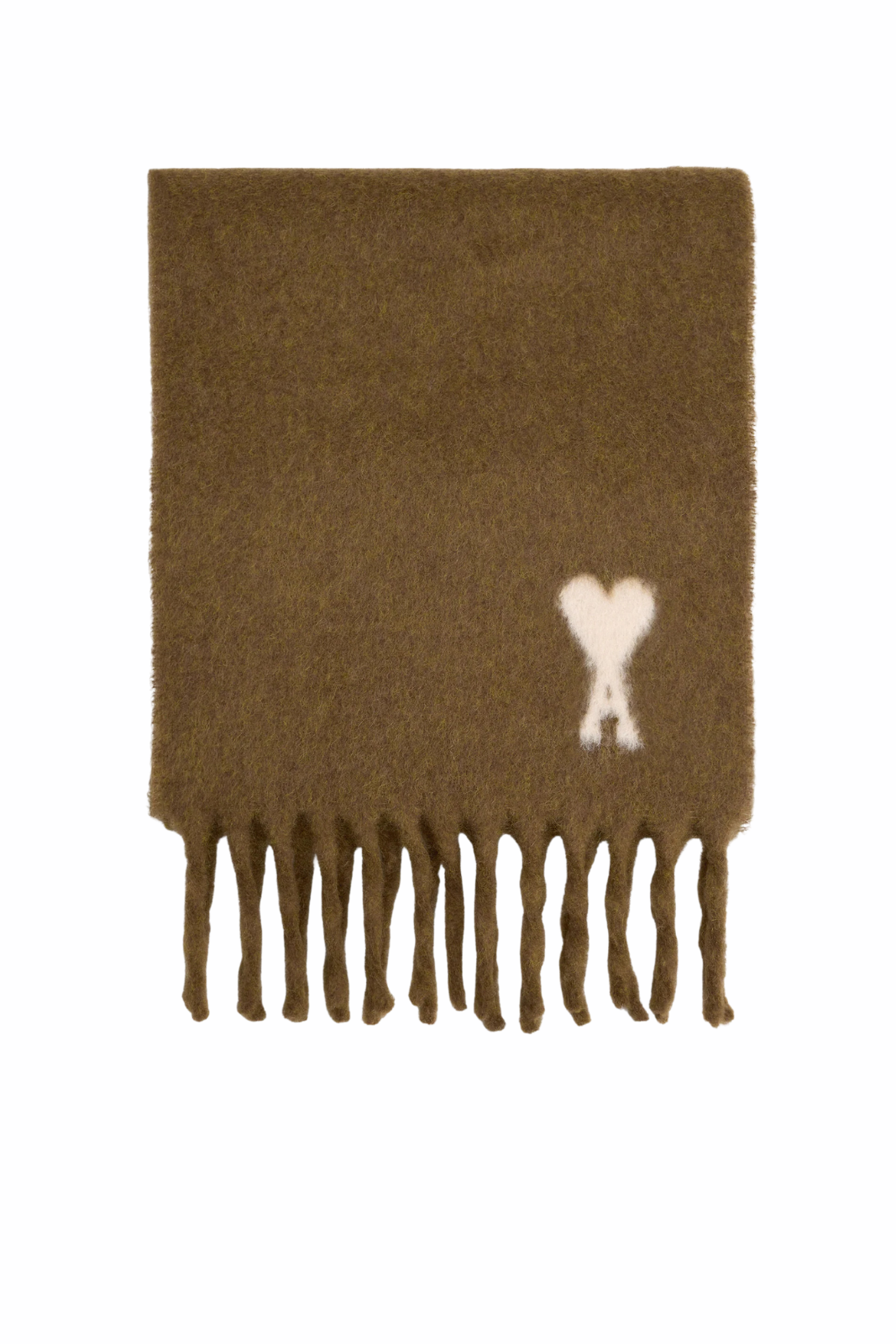 Ami Paris Brown Alpaca Off White Ami De Coeur Scarf