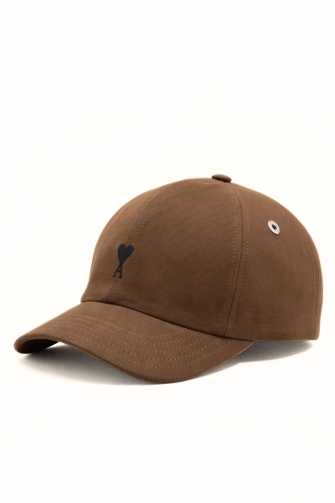 Ami Paris Brown cotton cap with Ami de Coeur