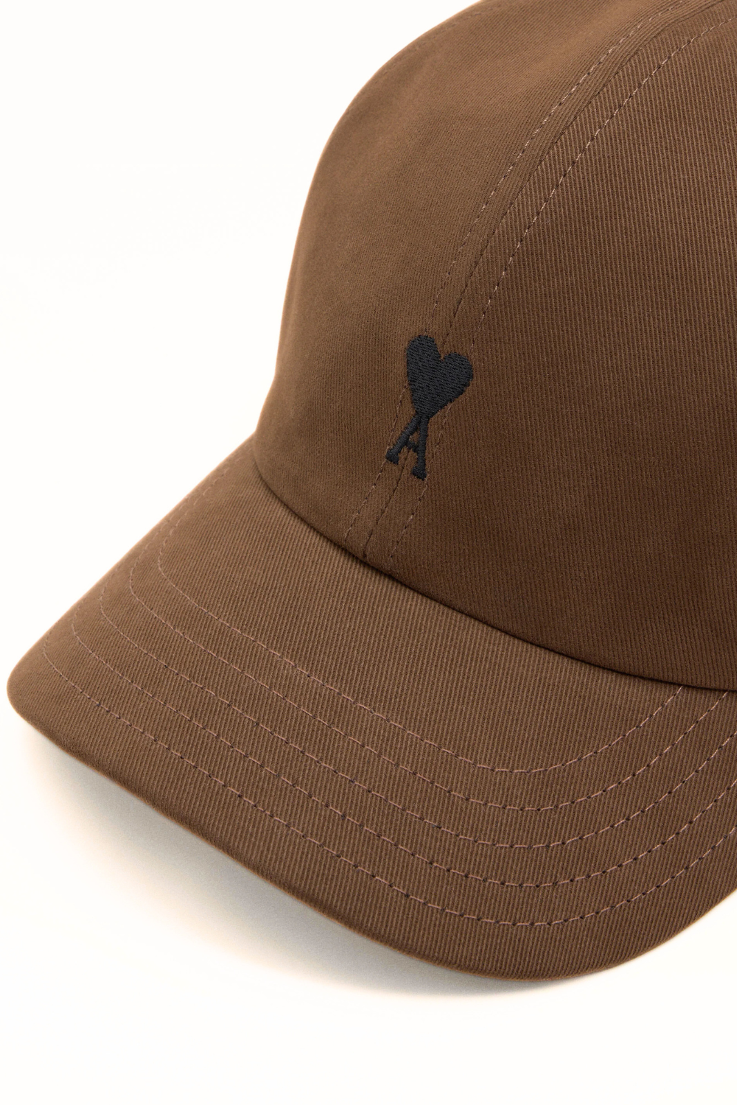Ami Paris Brown cotton cap with Ami de Coeur