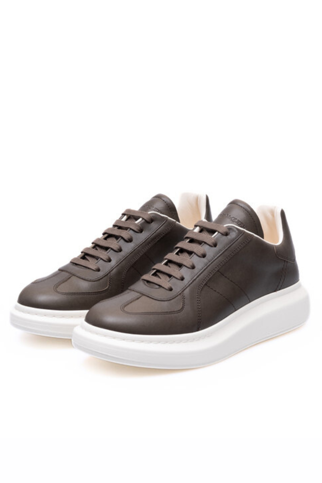 Alexander McQueen Brown leather sneakers with logo