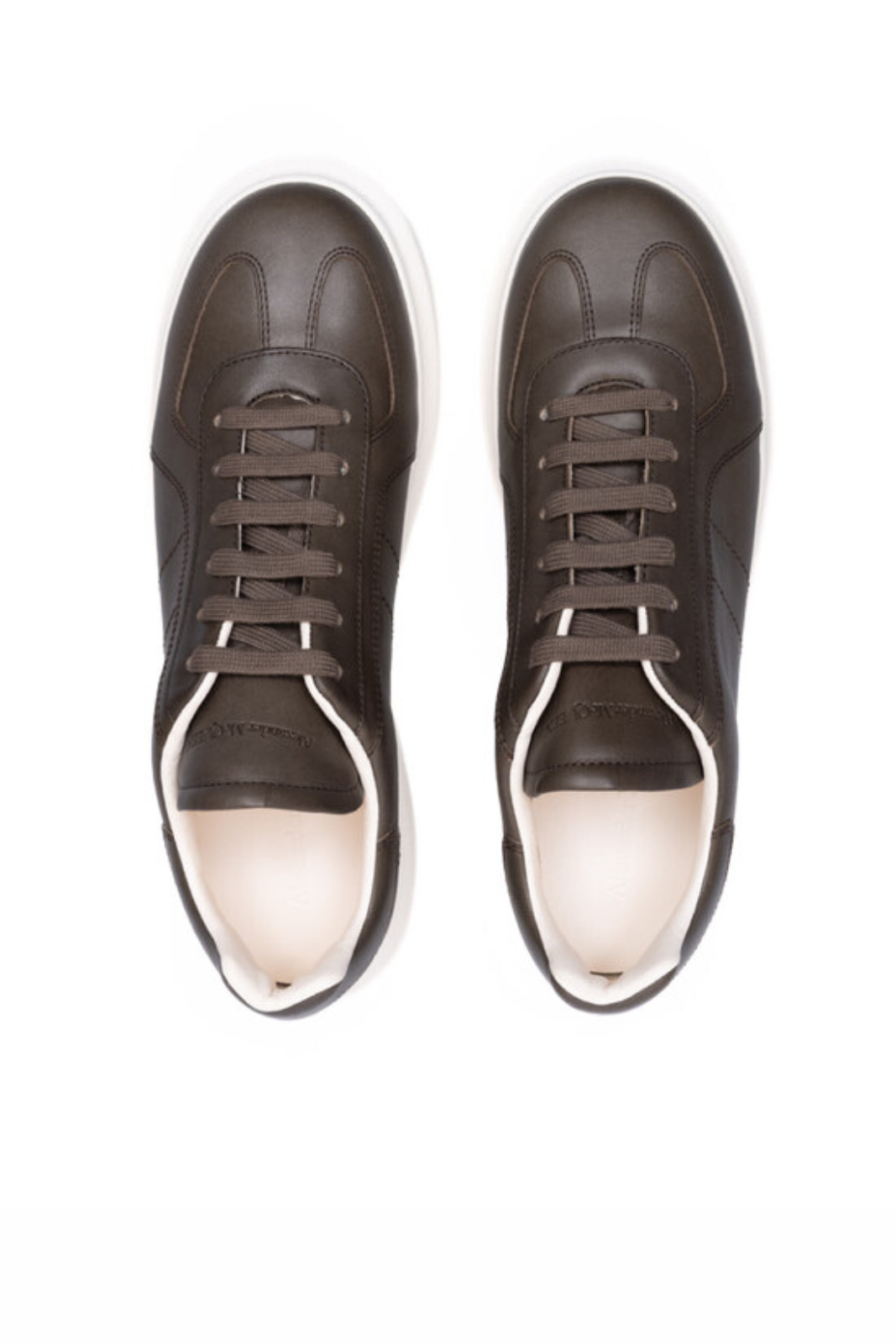 Alexander McQueen Brown leather sneakers with logo