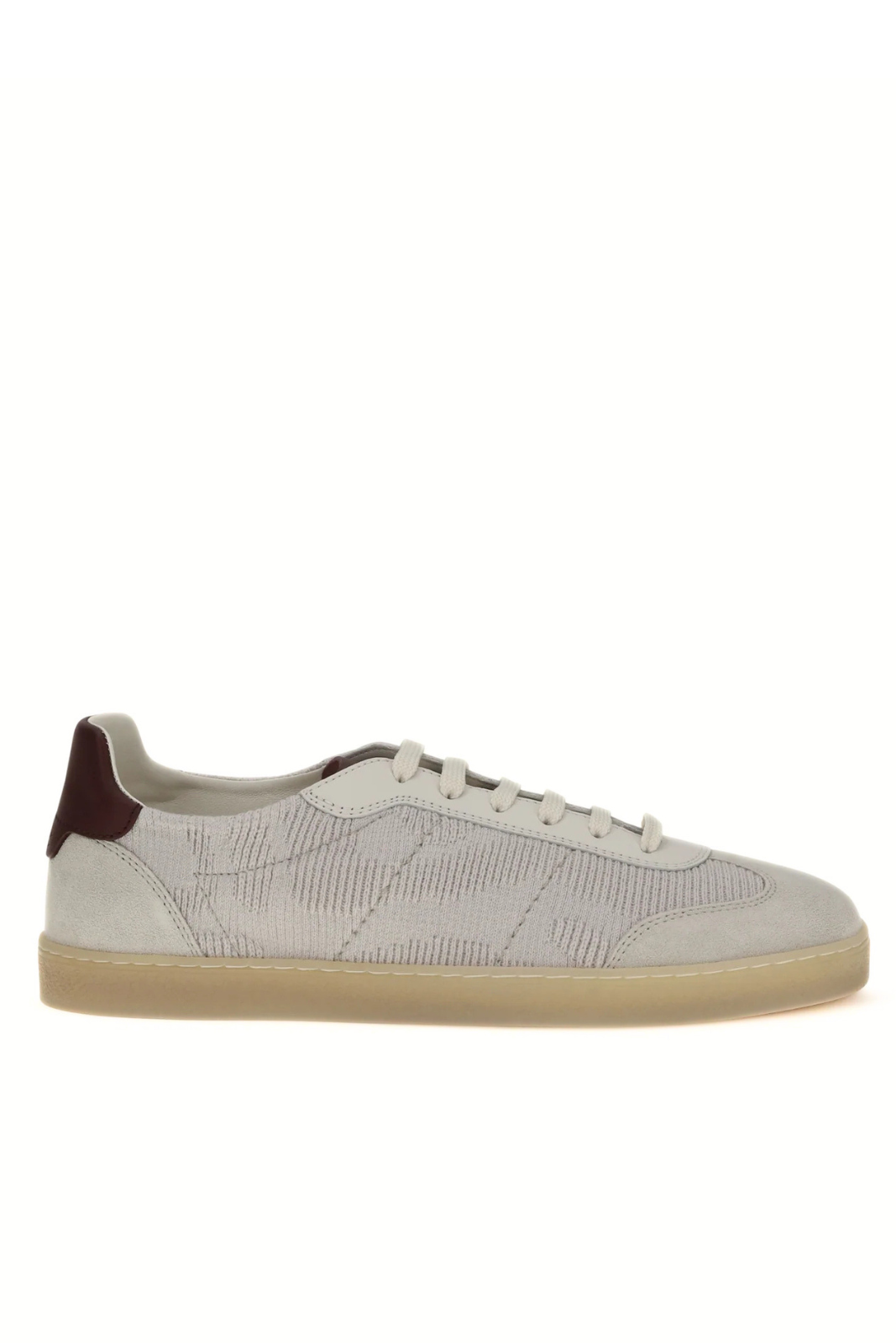 Brunello Cucinelli Cotton knit and leather Sneakers Grey