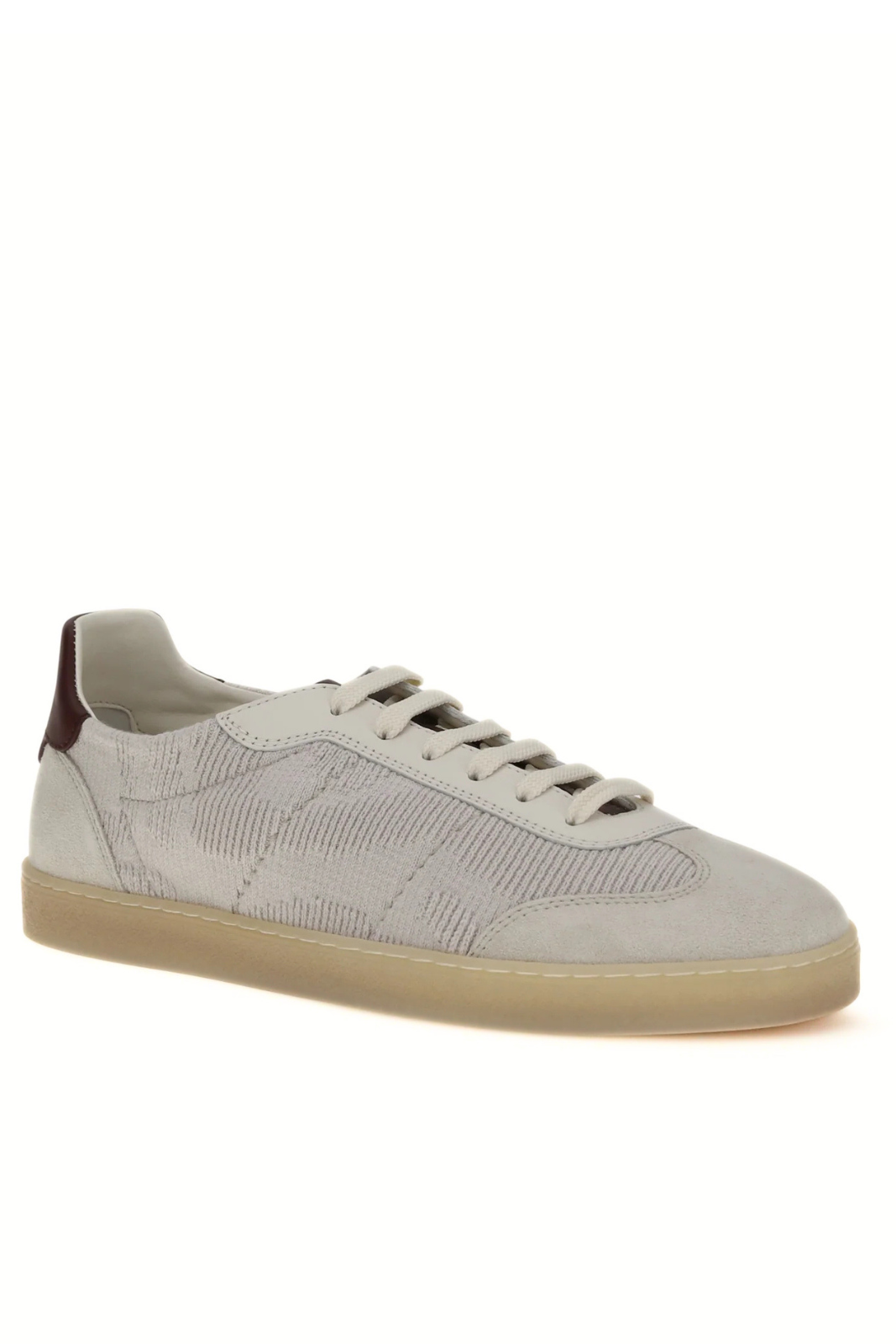 Brunello Cucinelli Cotton knit and leather Sneakers Grey