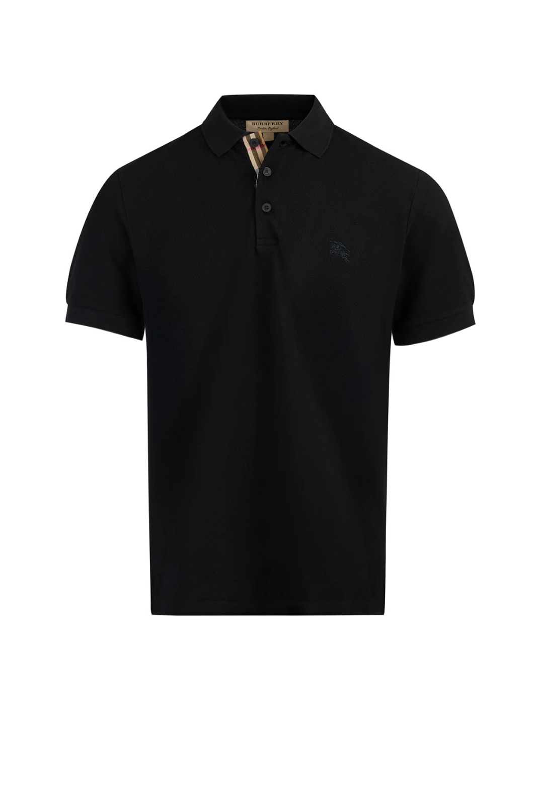 Burberry Black Cotton Collared Polo Shirt