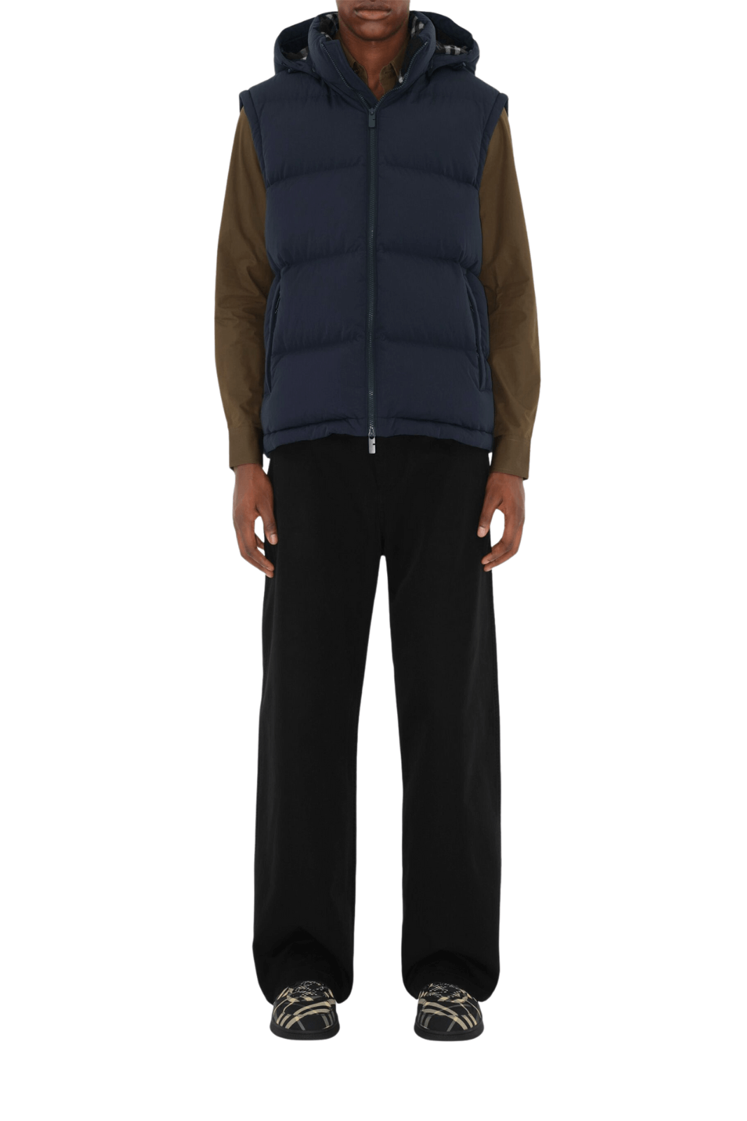 Burberry detachable-sleeve puffer Man dark blue jacket
