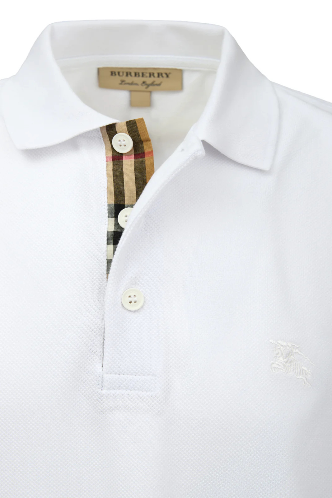 Burberry White Cotton Collared Polo Shirt