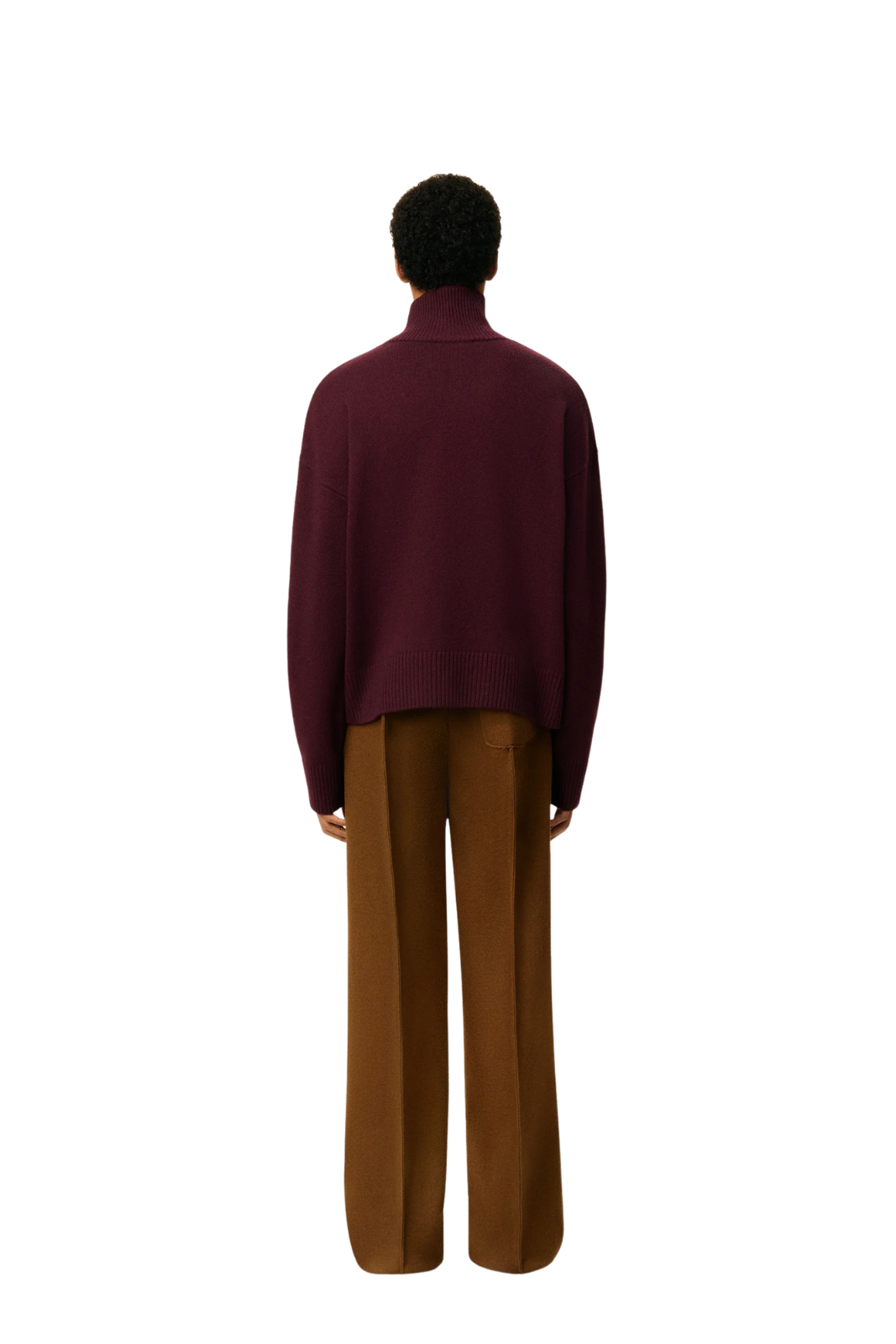 Ami Paris Burgundy Wool Ami De Coeur Funnel Neck Sweater