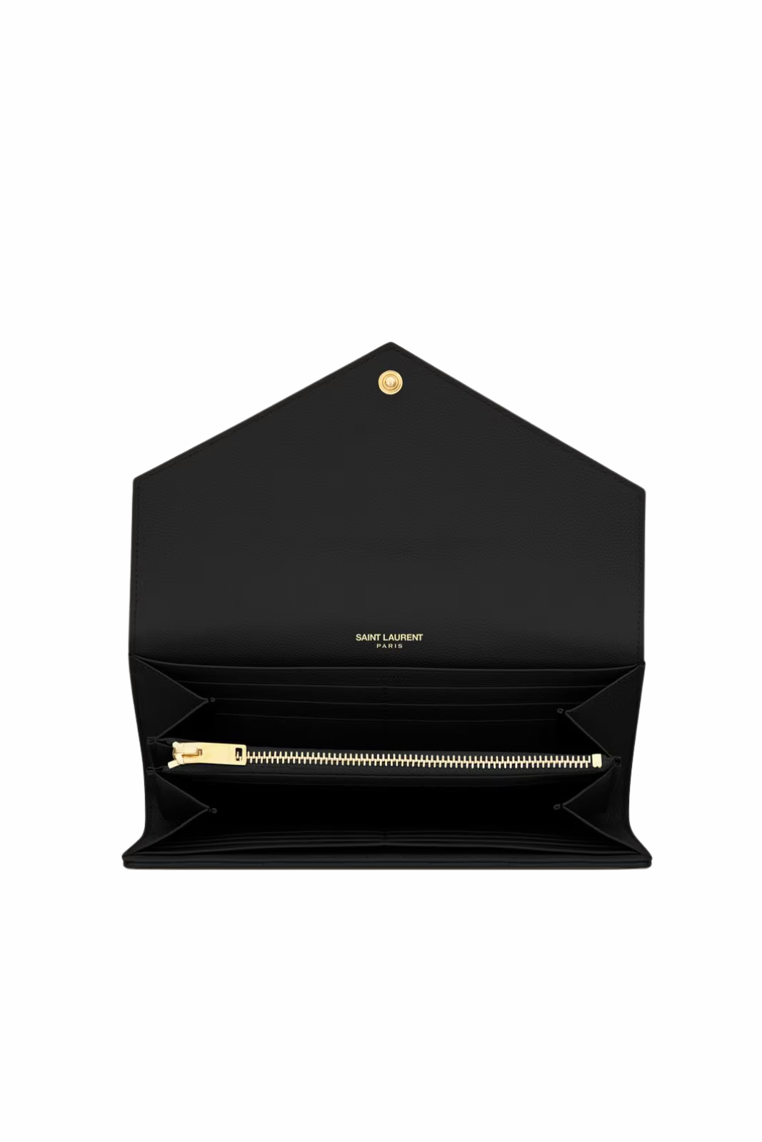 Saint Laurent Cassandre Matelassé Large Flap Wallet in Grain de Poudre Leather Black