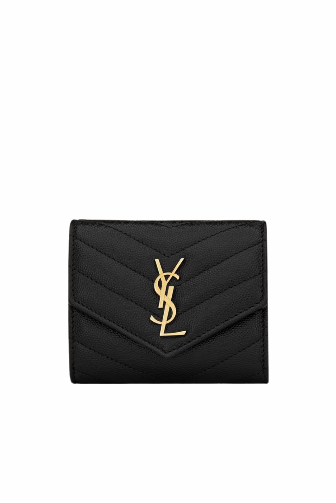 Saint Laurent Cassandre Matelasse Multi-Folded Wallet In Grain De Poudre Leather