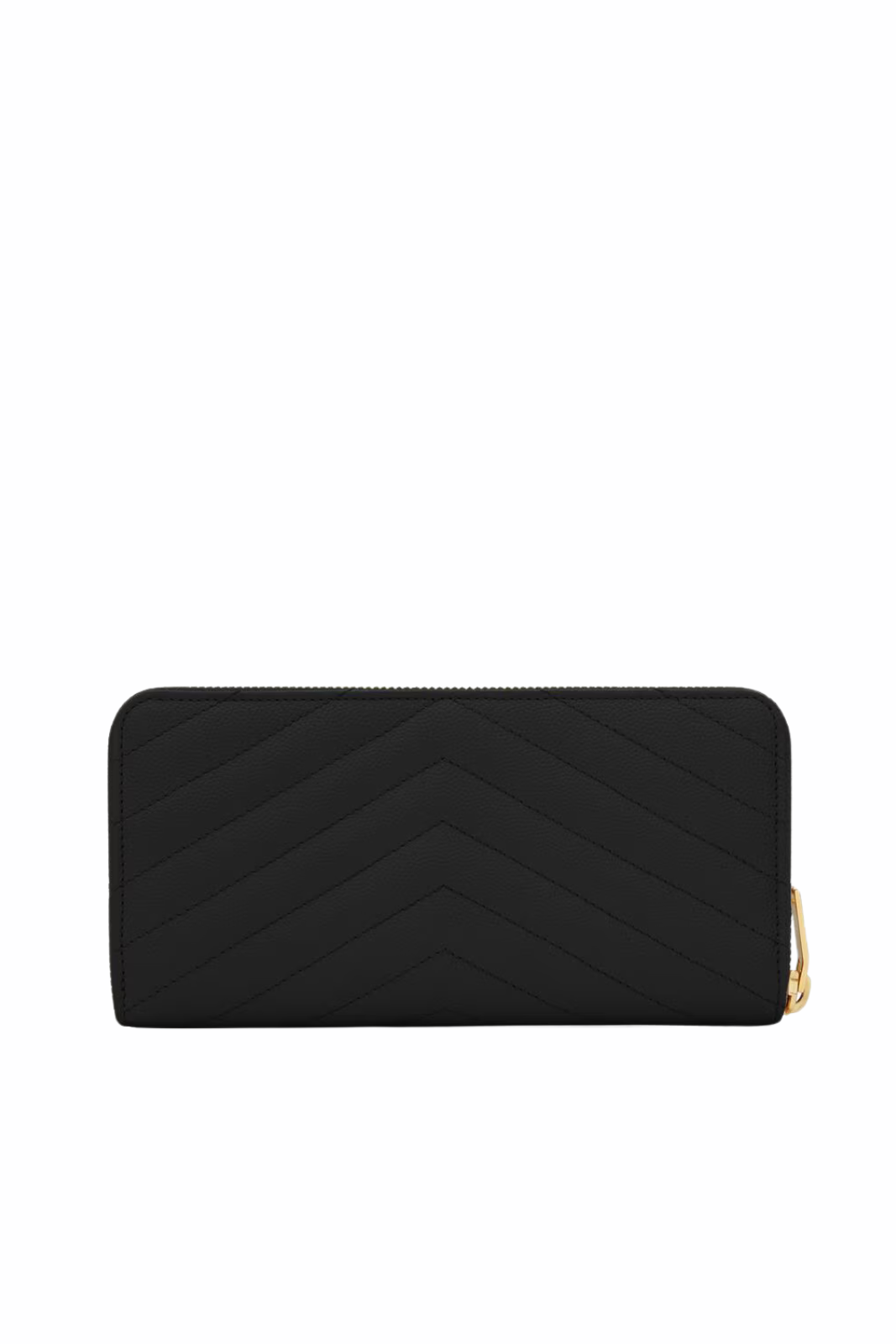 Saint Laurent Cassandre Matelassé Zip Around Wallet in Grain de Poudre Leather Black