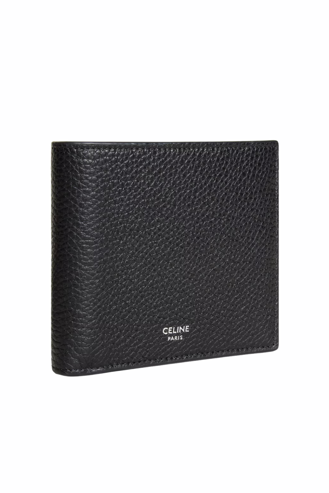 Celine Bi-fold Wallet In Grained Calfskin Black