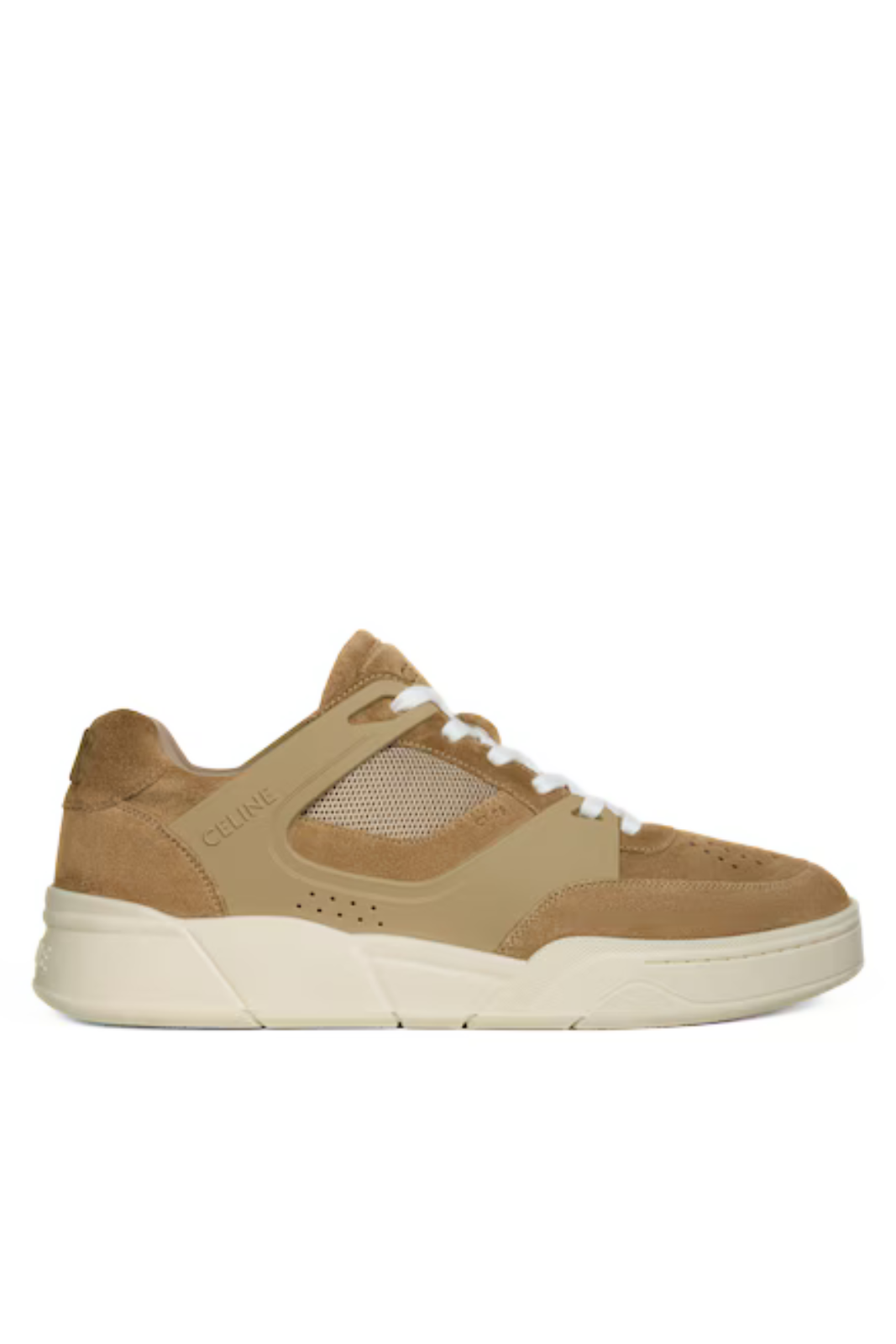 Celine Trainer Ct-09 Beige, Lace-up Sneakers in Suede Calfskin