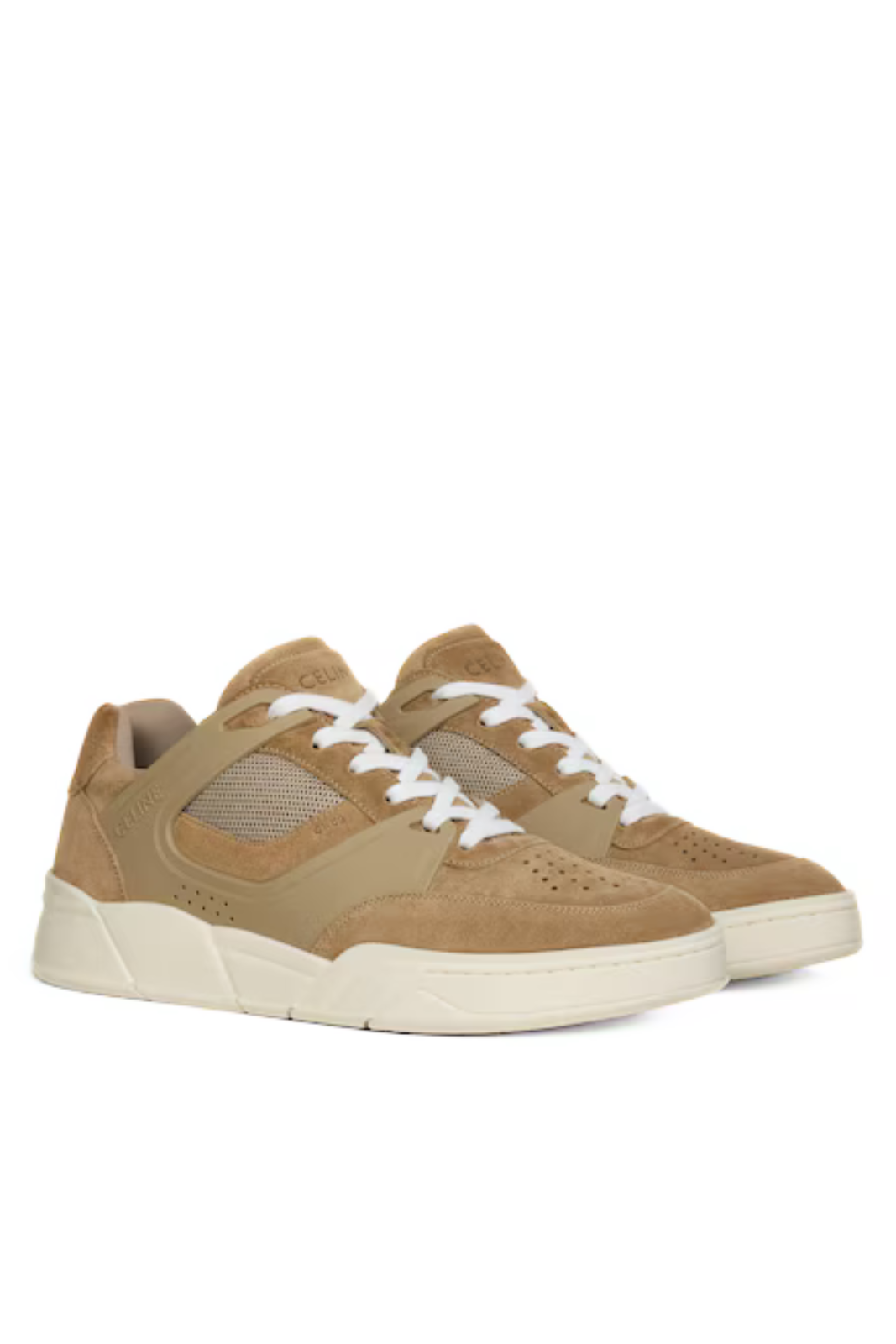 Celine Trainer Ct-09 Beige, Lace-up Sneakers in Suede Calfskin
