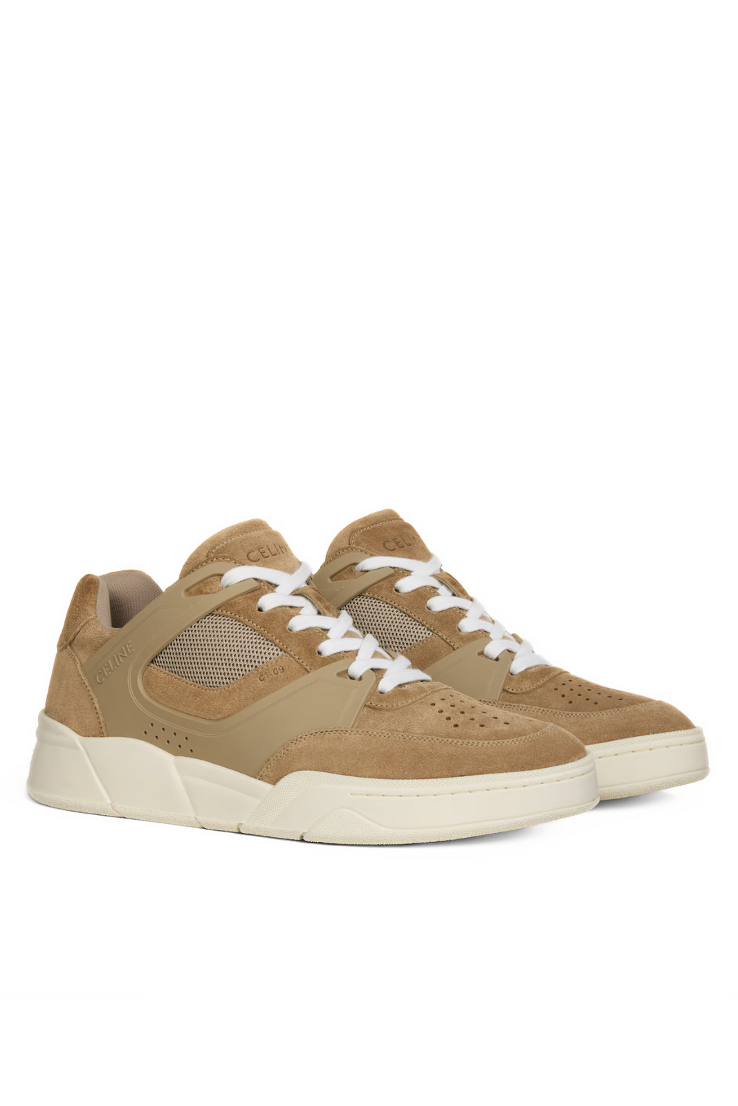 Celine Trainer Ct-09 Beige, Lace-up Sneakers in Suede Calfskin