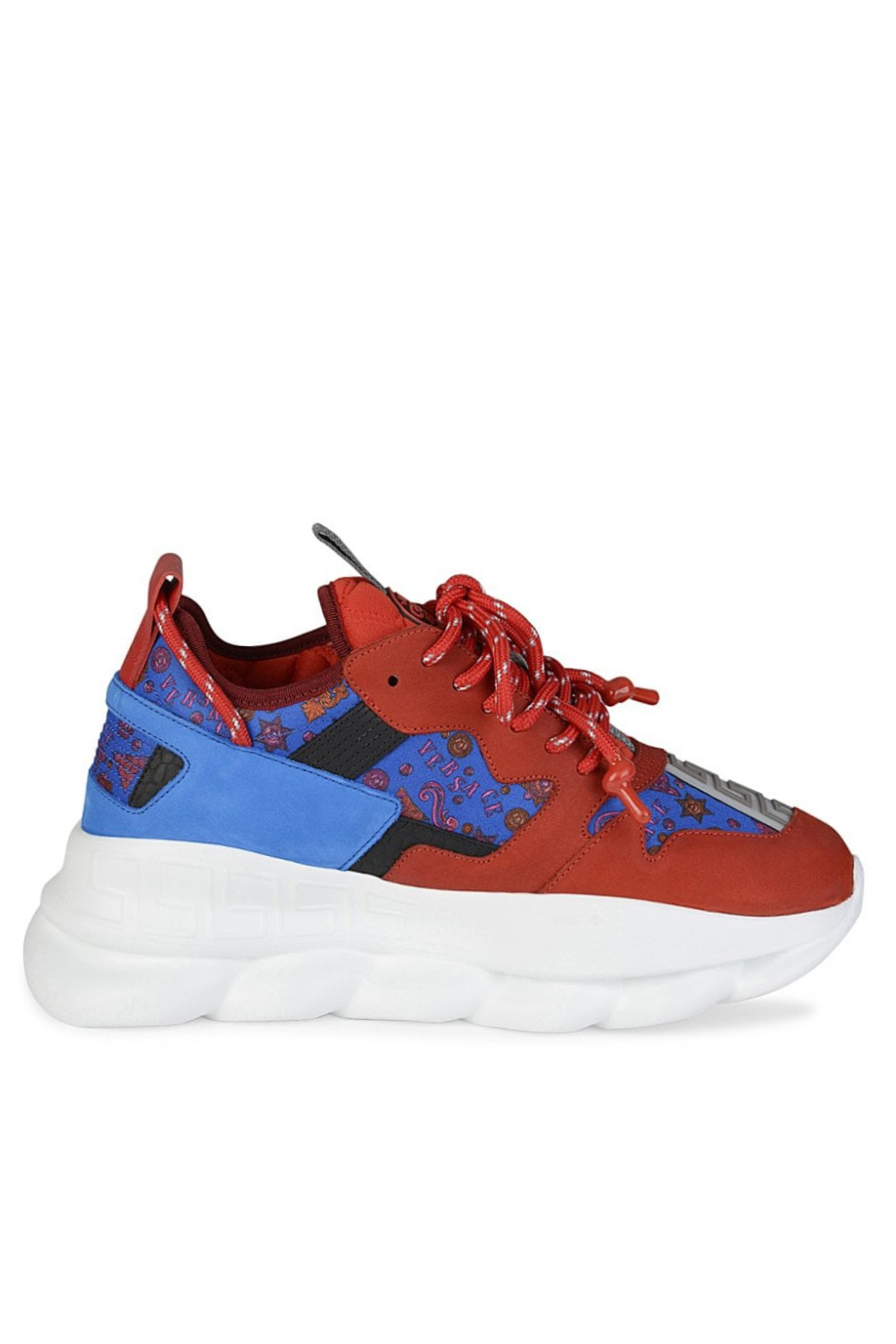 Versace Chain Reaction Mix Fabric Blue Red Woman Sneakers