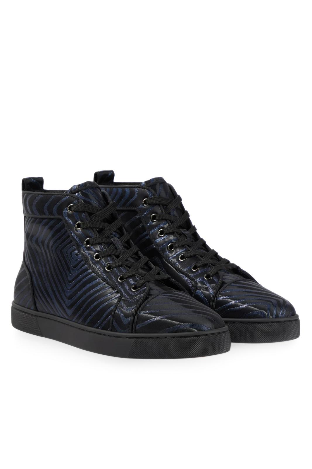 Christian Louboutin Louis Flat Jacquard Ocean High Top Man Sneakers